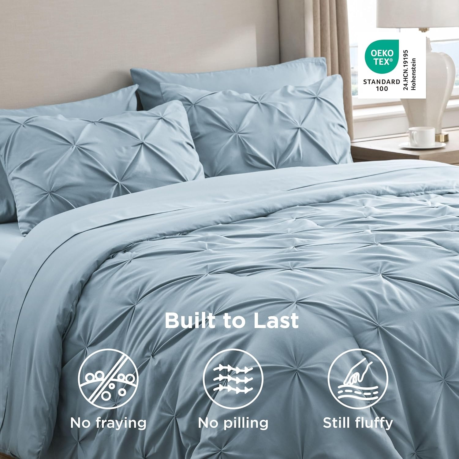 image:imageBedsure Twin XL Comforter Set Pink Dorm Room Essentials for Girls Extra Long Twin XL Bedding Set with Sheets All Season Down Alternative Comforter with Sheets Pillowcase amp Sham18 Light Blue
