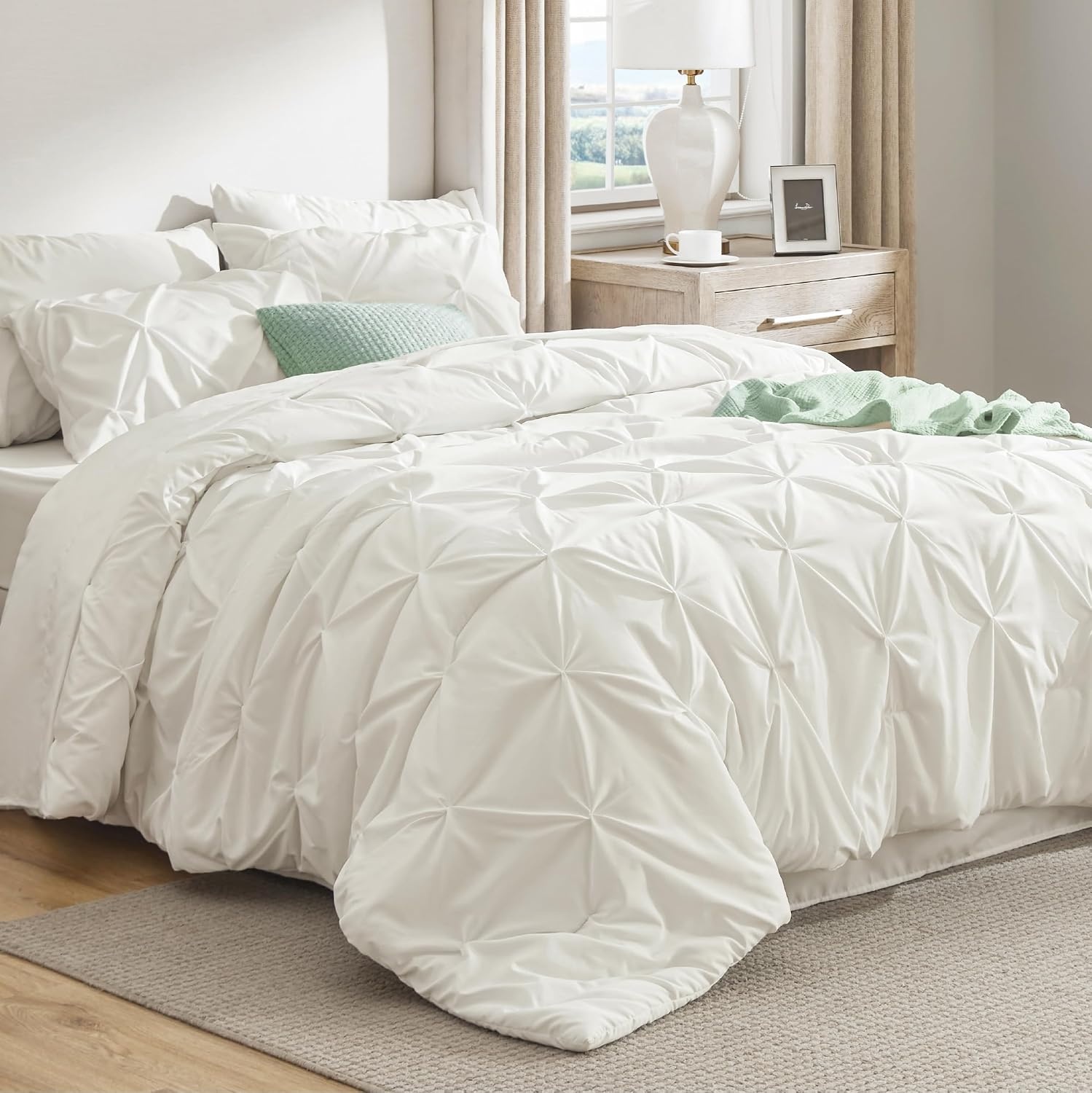 image:imageBedsure Twin XL Comforter Set Pink Dorm Room Essentials for Girls Extra Long Twin XL Bedding Set with Sheets All Season Down Alternative Comforter with Sheets Pillowcase amp Sham19 Ivory