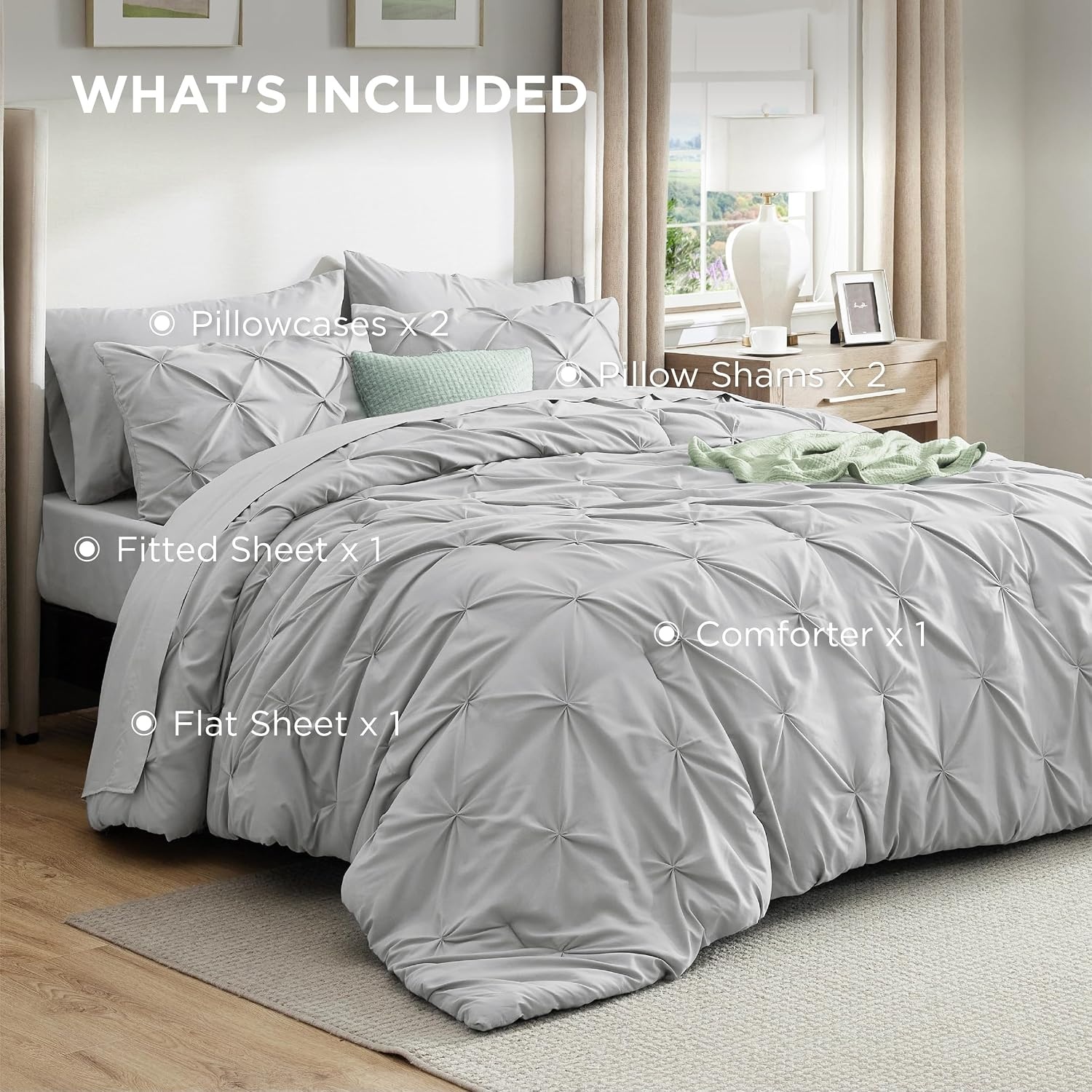 image:imageBedsure Twin XL Comforter Set Pink Dorm Room Essentials for Girls Extra Long Twin XL Bedding Set with Sheets All Season Down Alternative Comforter with Sheets Pillowcase amp Sham22 Light Grey