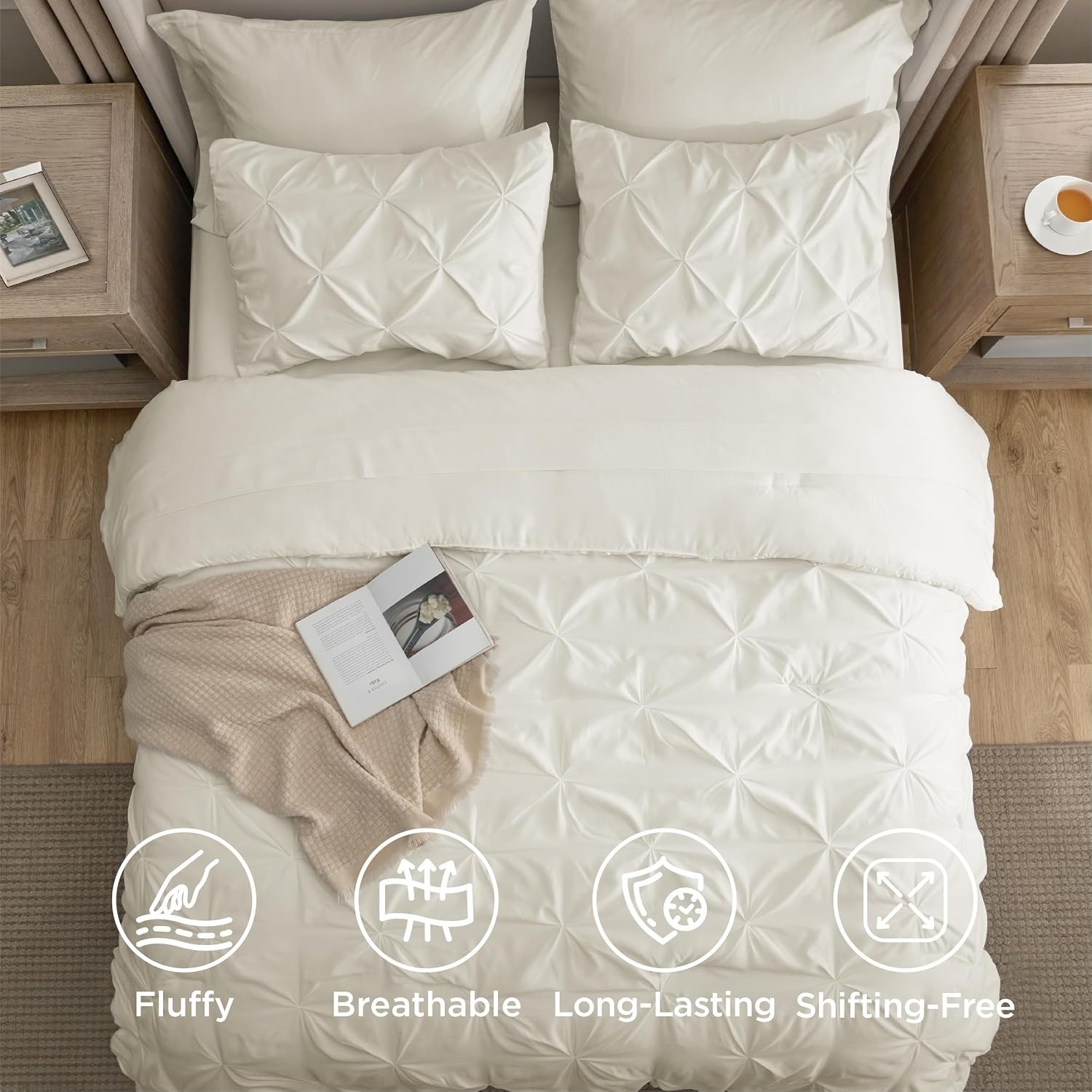 image:imageBedsure Twin XL Comforter Set Pink Dorm Room Essentials for Girls Extra Long Twin XL Bedding Set with Sheets All Season Down Alternative Comforter with Sheets Pillowcase amp Sham19 Ivory