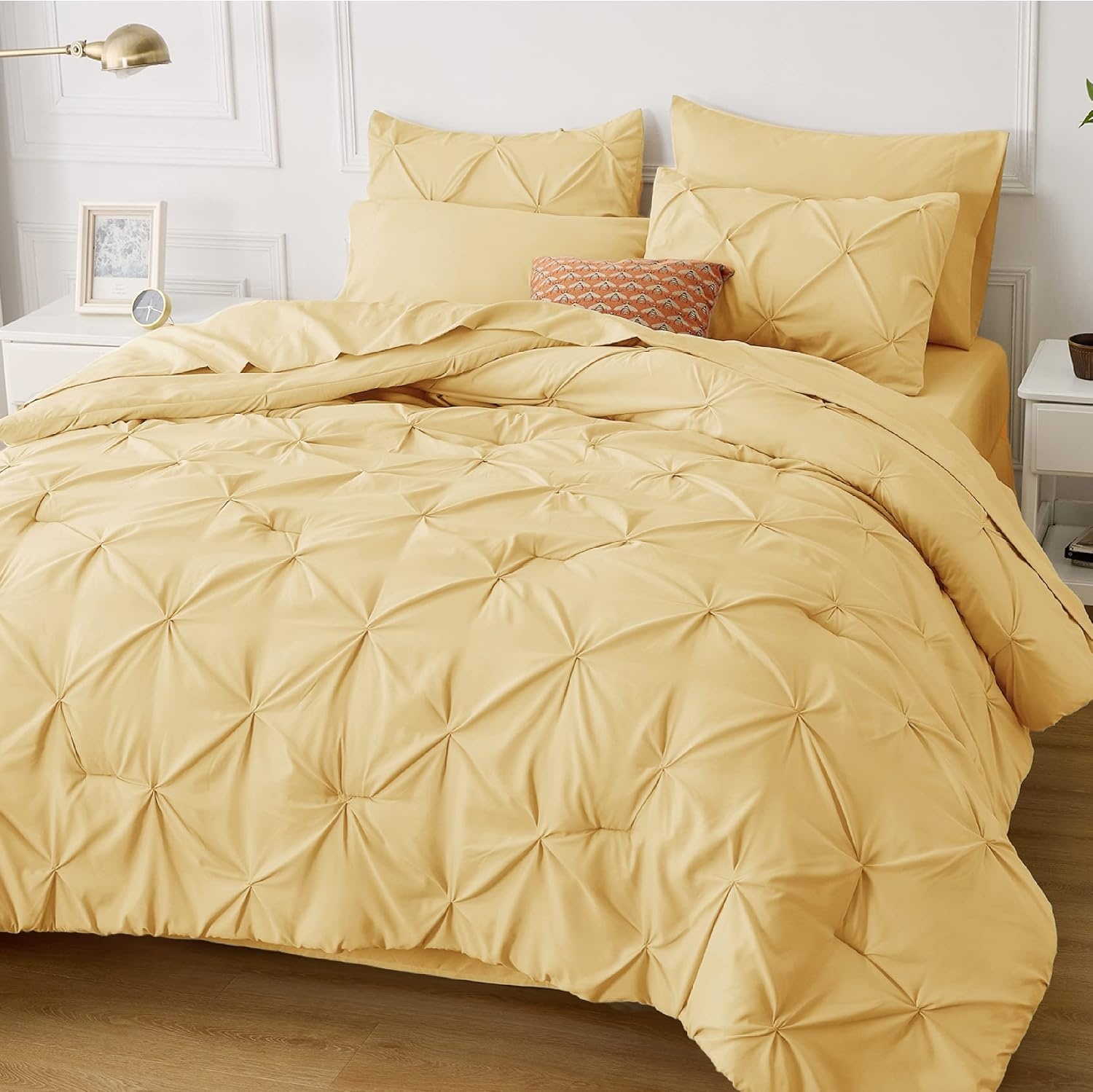 image:imageBedsure Twin XL Comforter Set Pink Dorm Room Essentials for Girls Extra Long Twin XL Bedding Set with Sheets All Season Down Alternative Comforter with Sheets Pillowcase amp Sham25 Yellow