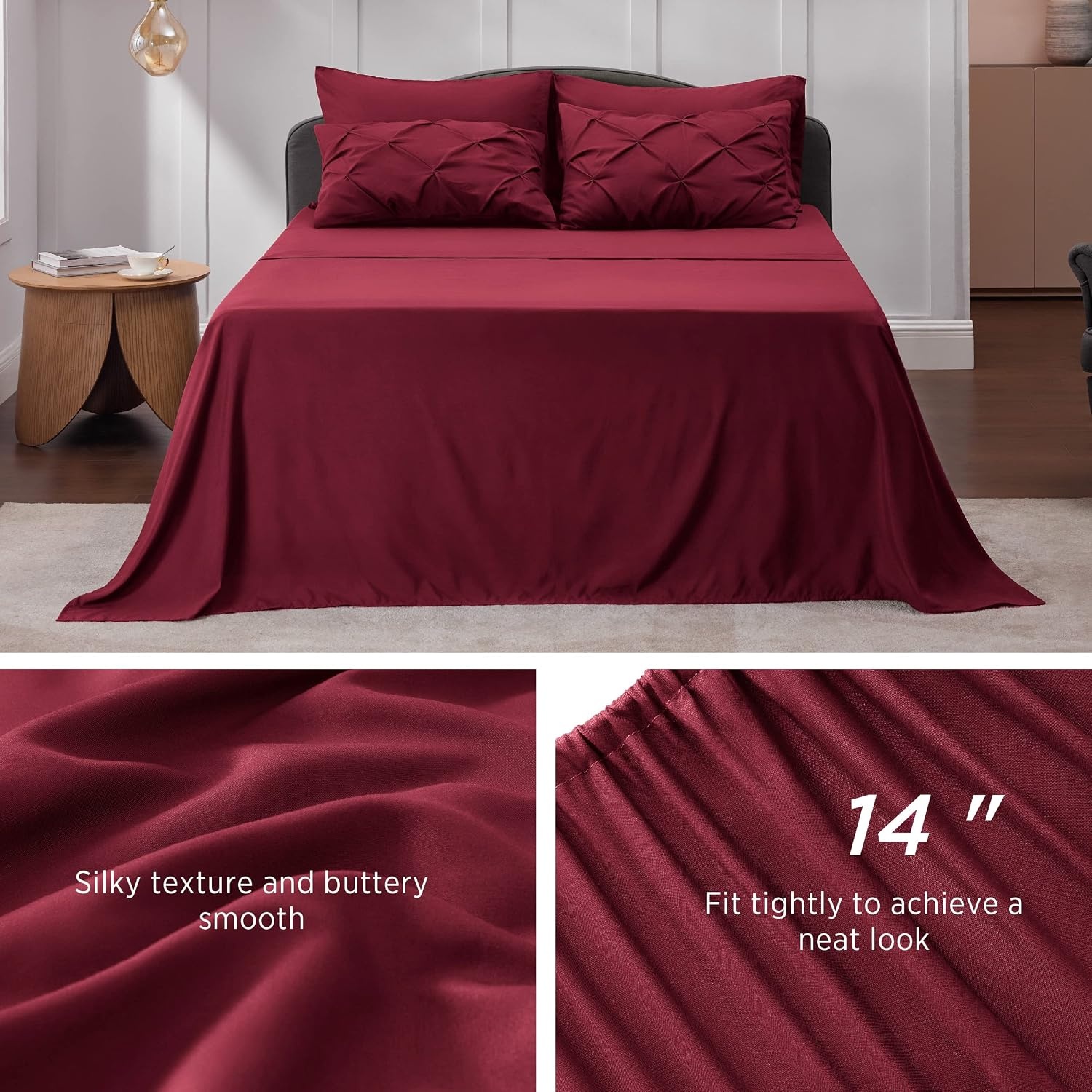 image:imageBedsure Twin XL Comforter Set Pink Dorm Room Essentials for Girls Extra Long Twin XL Bedding Set with Sheets All Season Down Alternative Comforter with Sheets Pillowcase amp Sham24 Dark Red