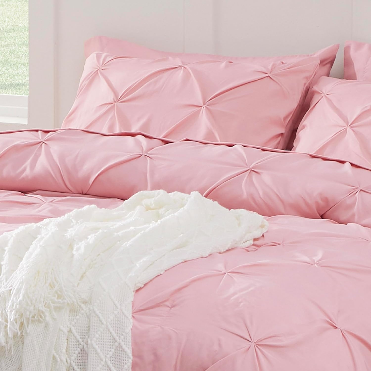 image:imageBedsure Twin XL Comforter Set Pink Dorm Room Essentials for Girls Extra Long Twin XL Bedding Set with Sheets All Season Down Alternative Comforter with Sheets Pillowcase amp Sham27 Baby Pink