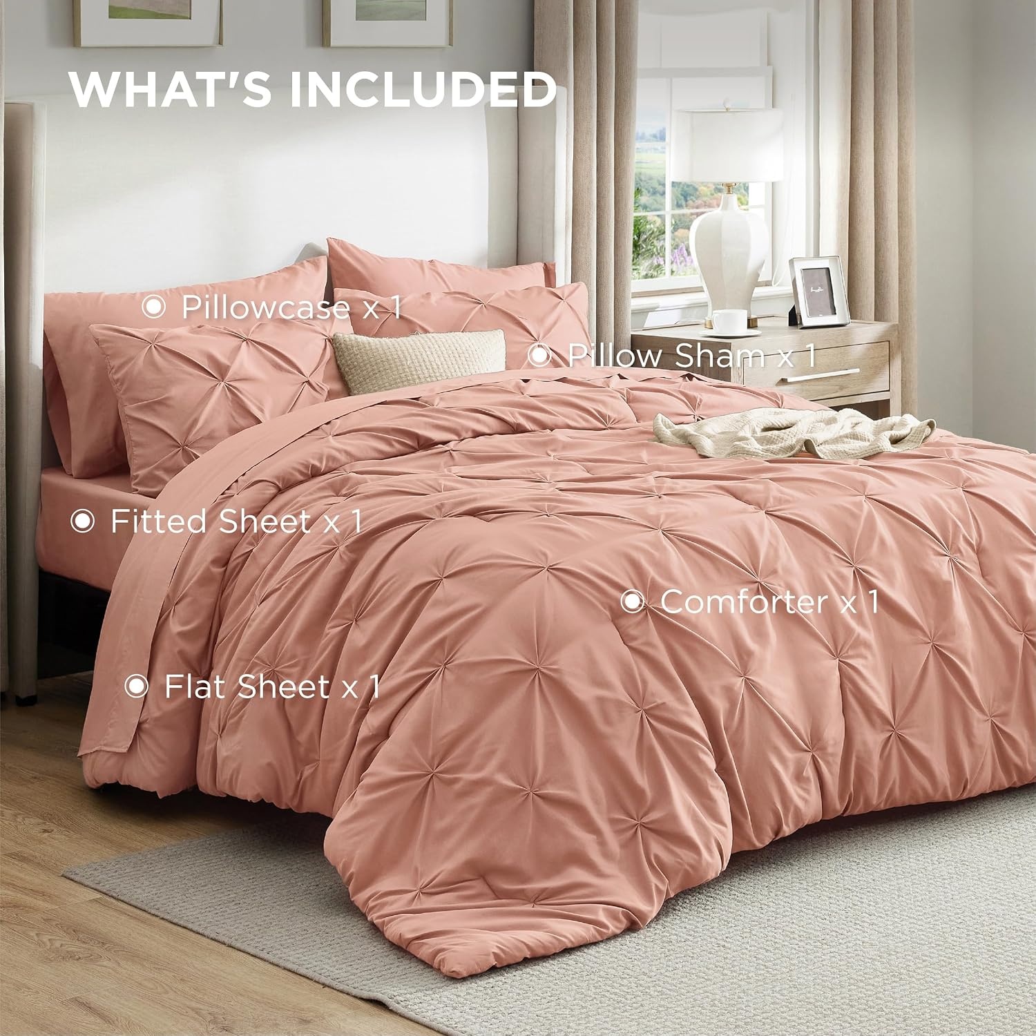image:imageBedsure Twin XL Comforter Set Pink Dorm Room Essentials for Girls Extra Long Twin XL Bedding Set with Sheets All Season Down Alternative Comforter with Sheets Pillowcase amp Sham29 Dusty Pink