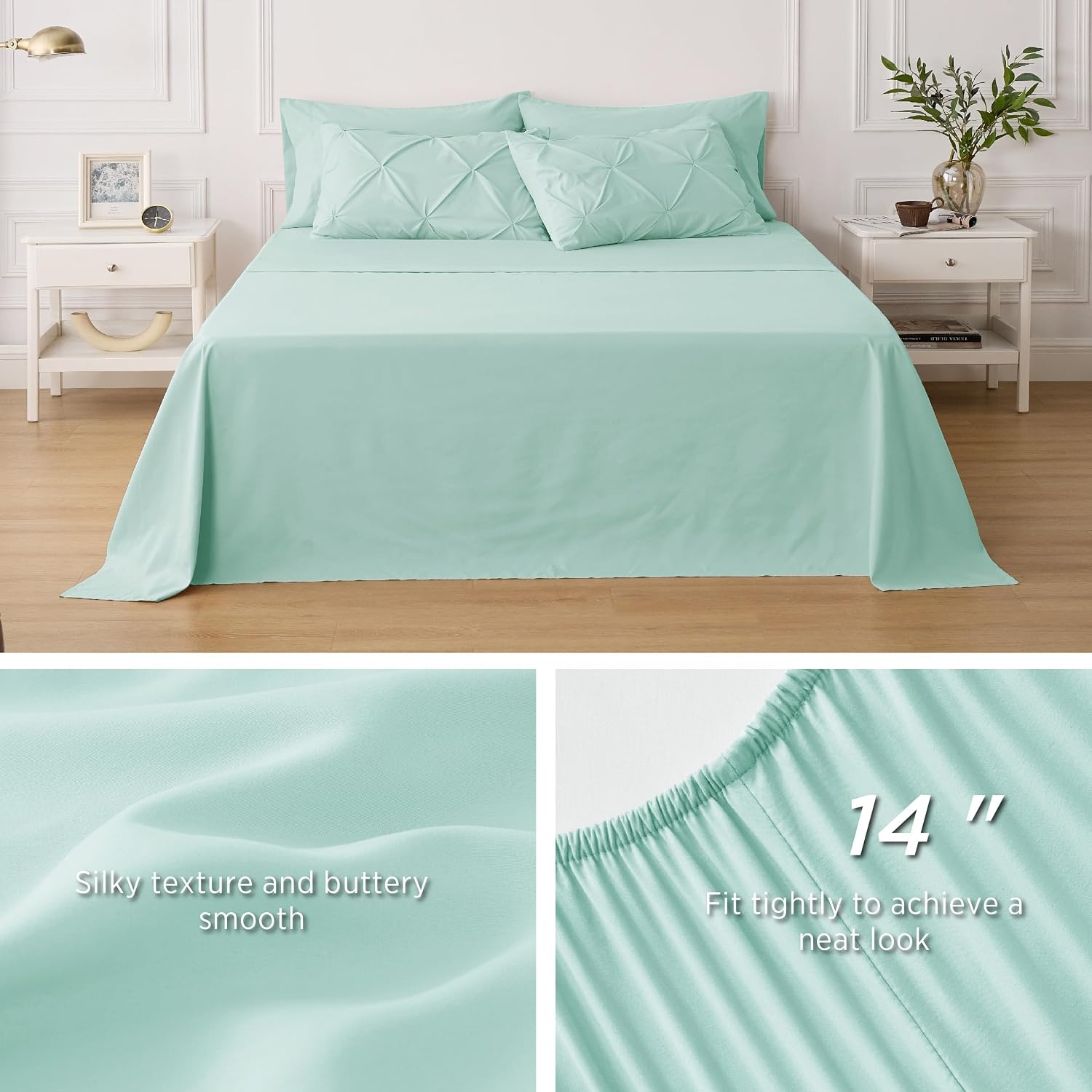 image:imageBedsure Twin XL Comforter Set Pink Dorm Room Essentials for Girls Extra Long Twin XL Bedding Set with Sheets All Season Down Alternative Comforter with Sheets Pillowcase amp Sham28 Mint Green