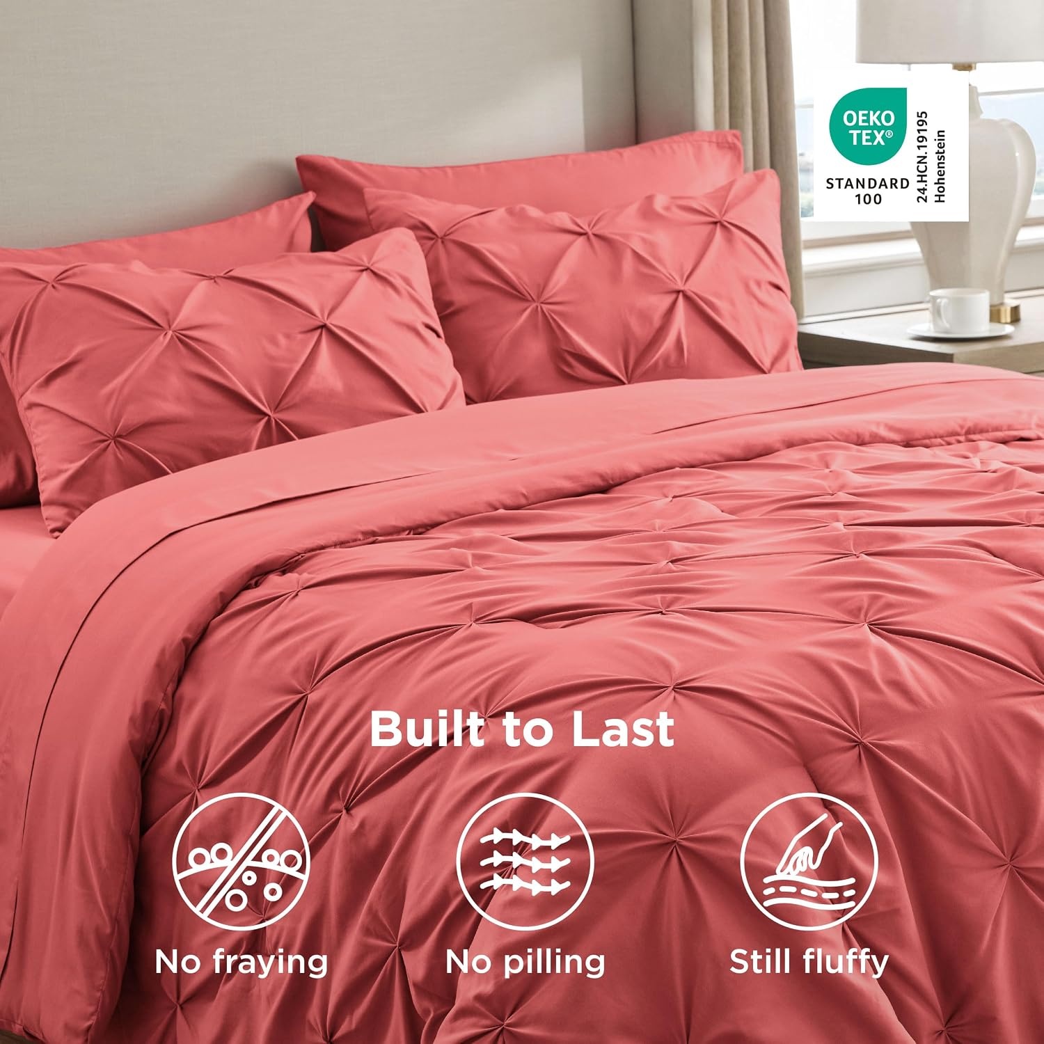 image:imageBedsure Twin XL Comforter Set Pink Dorm Room Essentials for Girls Extra Long Twin XL Bedding Set with Sheets All Season Down Alternative Comforter with Sheets Pillowcase amp Sham30 Coral