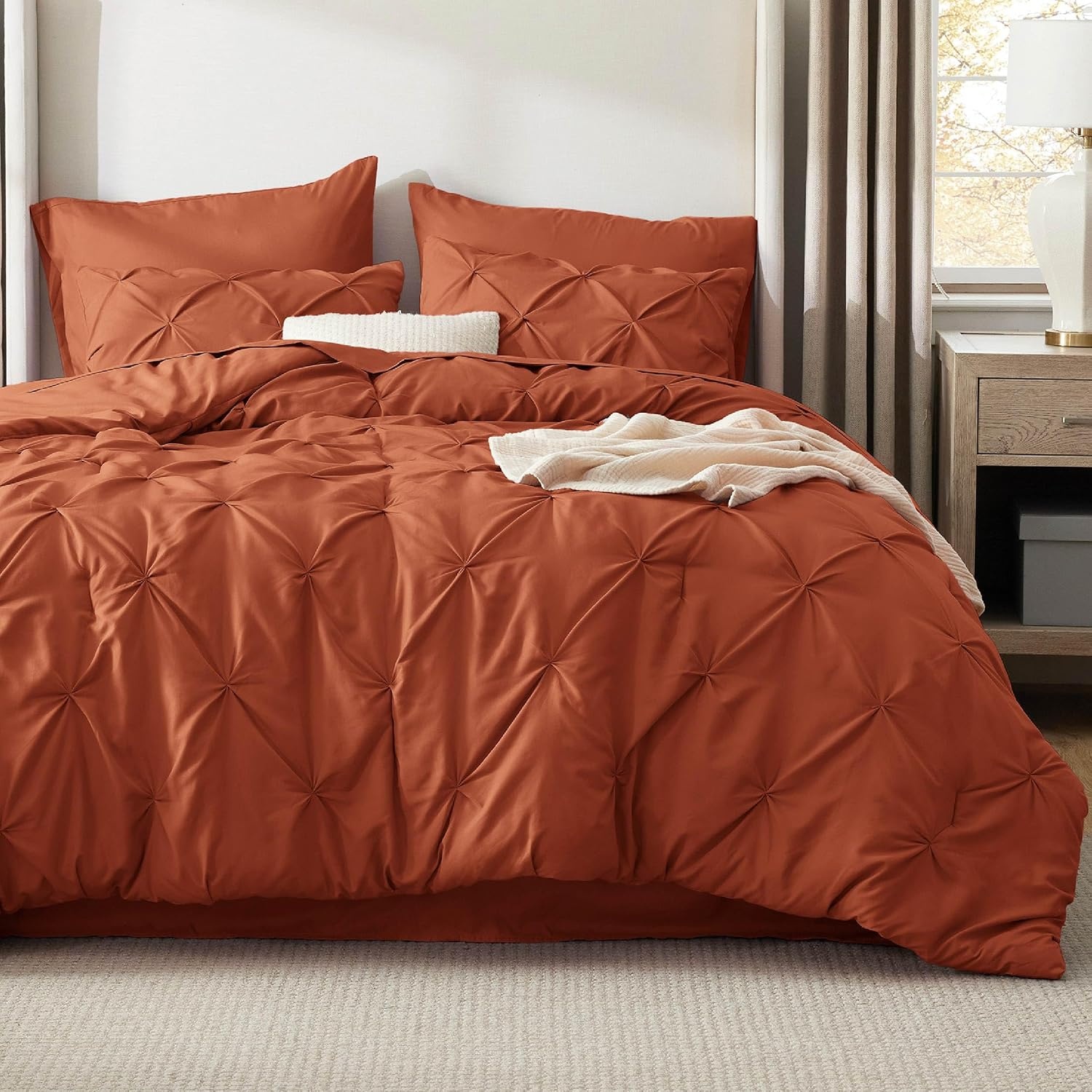 image:imageBedsure Twin XL Comforter Set Pink Dorm Room Essentials for Girls Extra Long Twin XL Bedding Set with Sheets All Season Down Alternative Comforter with Sheets Pillowcase amp Sham16 Burnt Orange