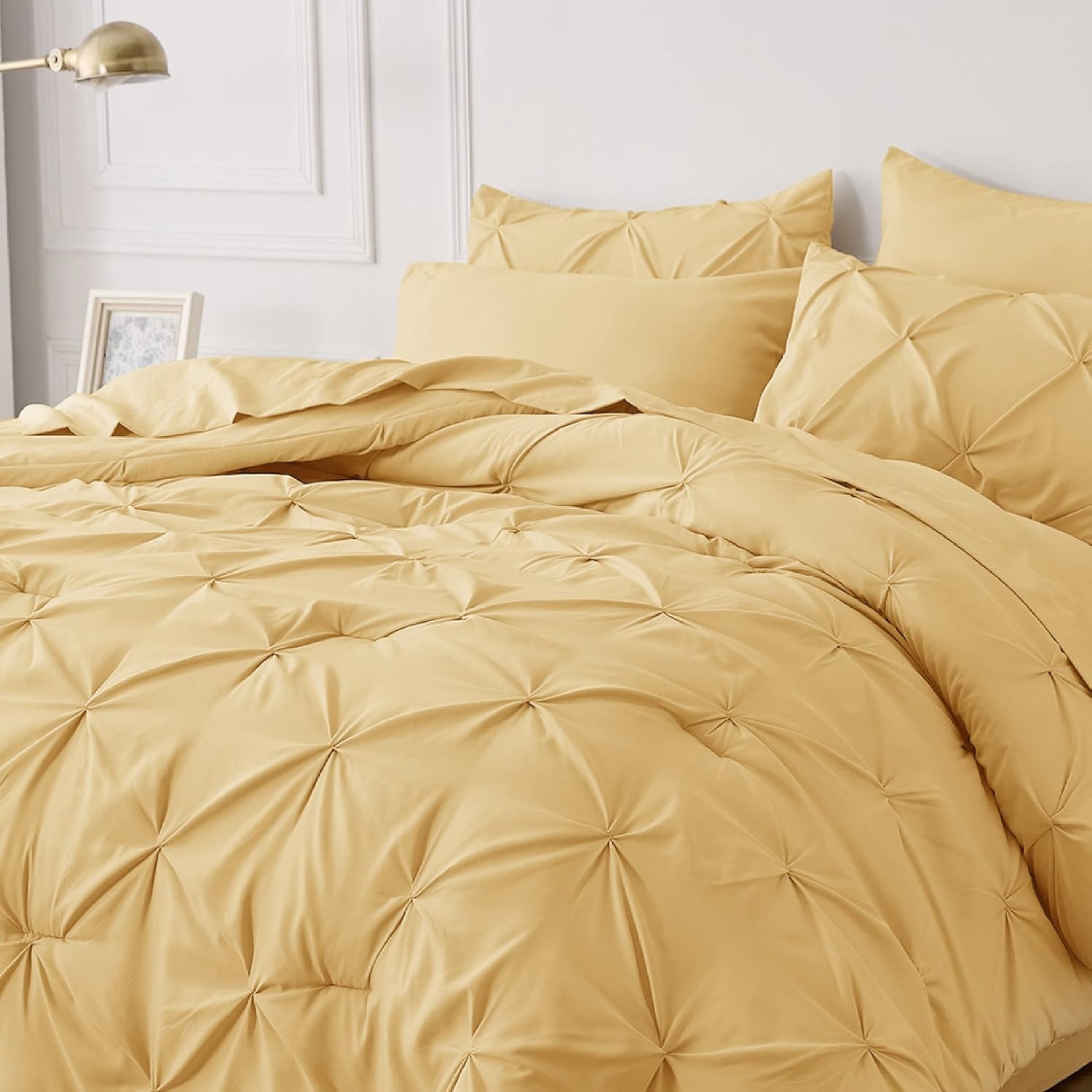 image:imageBedsure Twin XL Comforter Set Pink Dorm Room Essentials for Girls Extra Long Twin XL Bedding Set with Sheets All Season Down Alternative Comforter with Sheets Pillowcase amp Sham25 Yellow