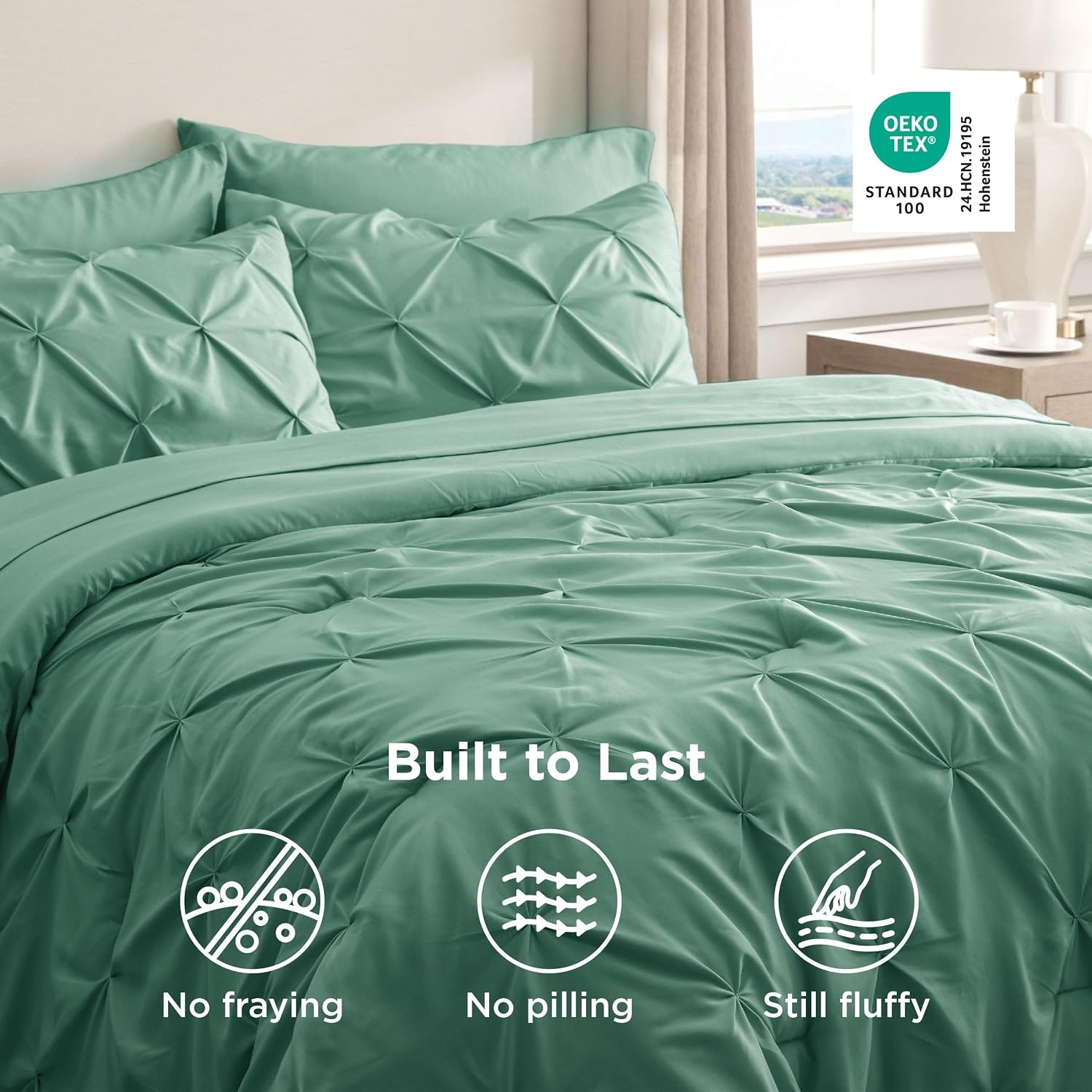 image:imageBedsure Twin XL Comforter Set Pink Dorm Room Essentials for Girls Extra Long Twin XL Bedding Set with Sheets All Season Down Alternative Comforter with Sheets Pillowcase amp Sham31 Pea Green