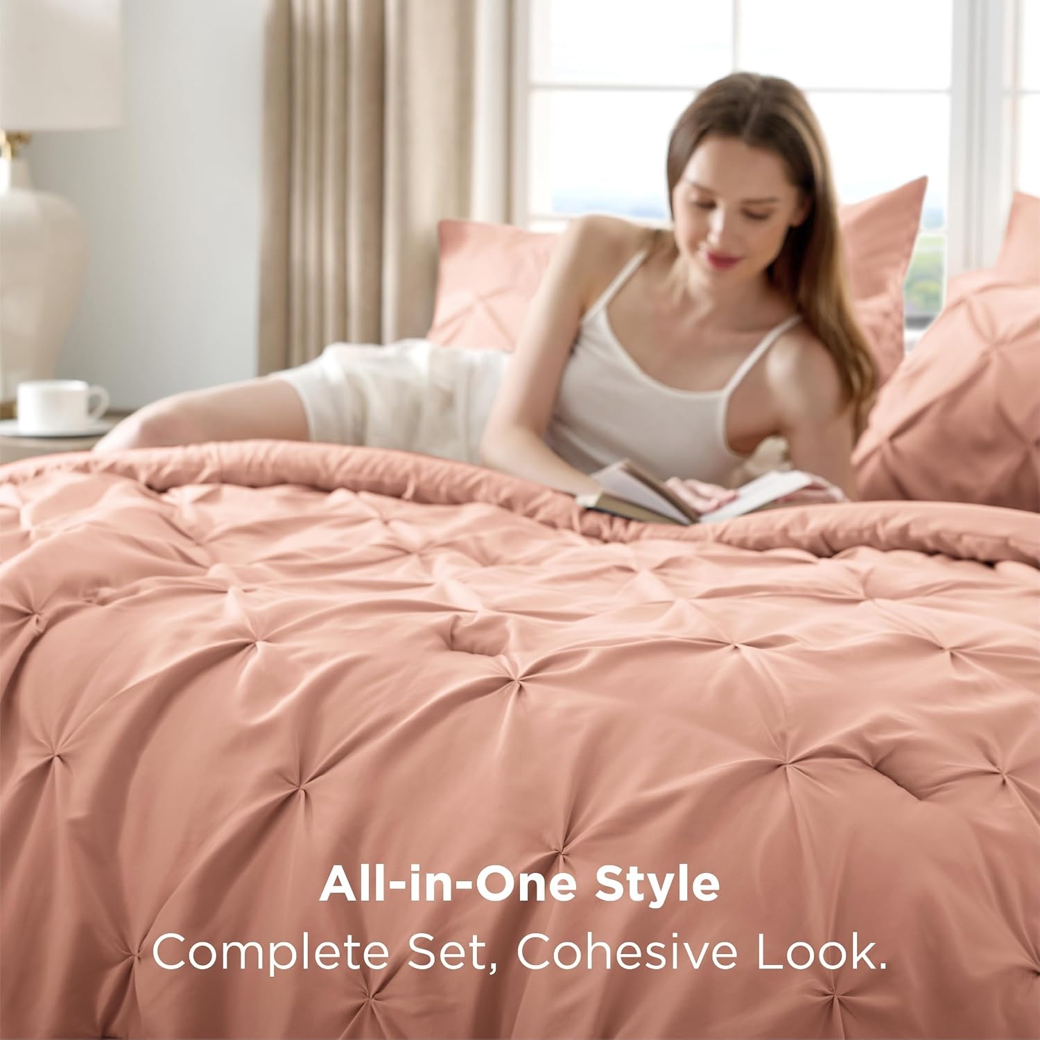 image:imageBedsure Twin XL Comforter Set Pink Dorm Room Essentials for Girls Extra Long Twin XL Bedding Set with Sheets All Season Down Alternative Comforter with Sheets Pillowcase amp Sham29 Dusty Pink