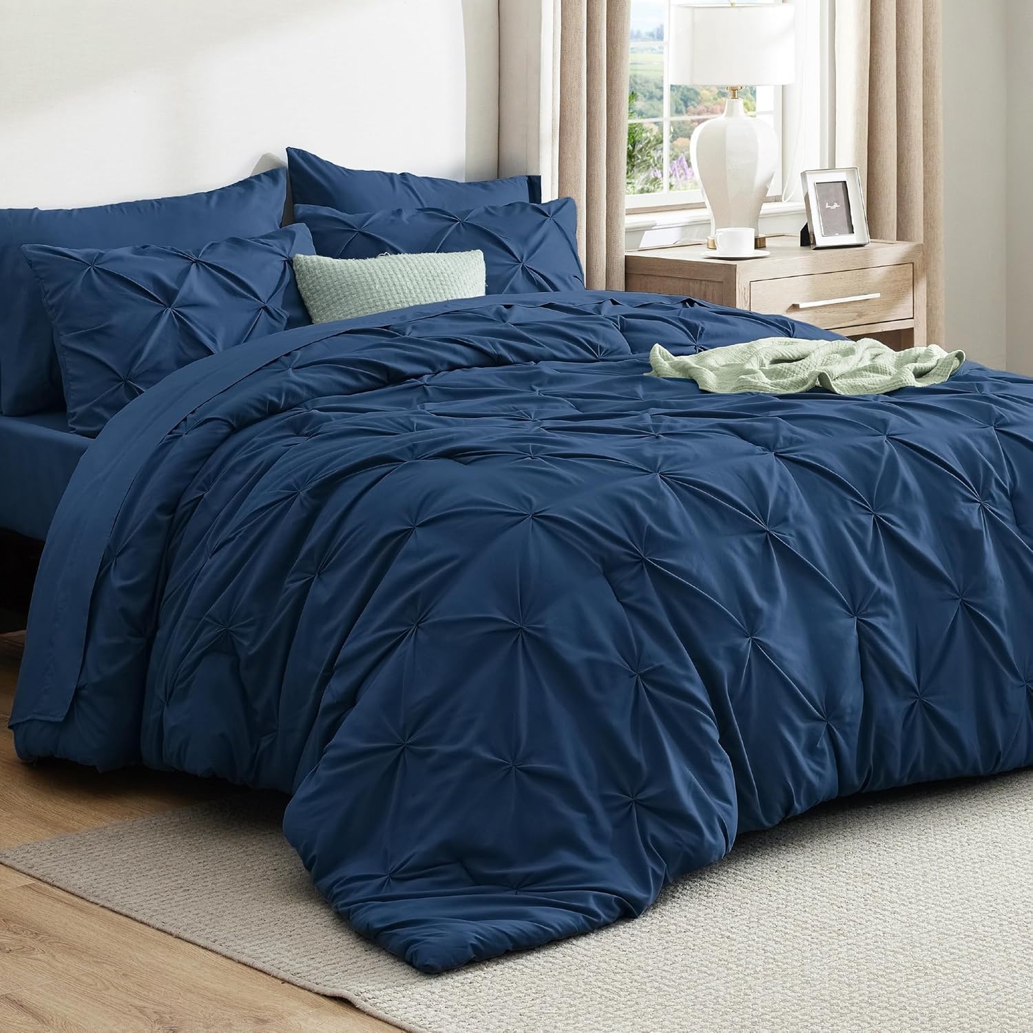 image:imageBedsure Twin XL Comforter Set Pink Dorm Room Essentials for Girls Extra Long Twin XL Bedding Set with Sheets All Season Down Alternative Comforter with Sheets Pillowcase amp Sham12 Navy