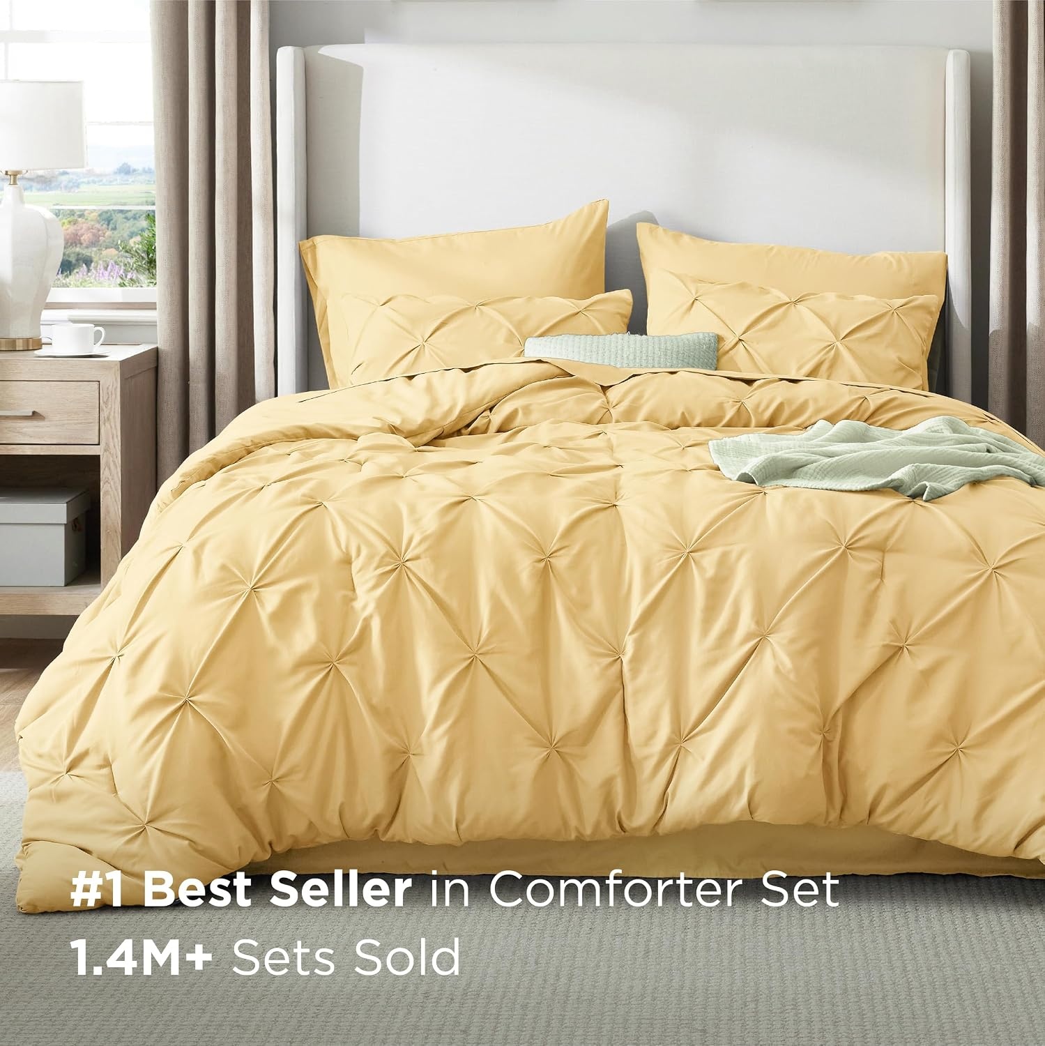 image:imageBedsure Twin XL Comforter Set Pink Dorm Room Essentials for Girls Extra Long Twin XL Bedding Set with Sheets All Season Down Alternative Comforter with Sheets Pillowcase amp Sham25 Yellow