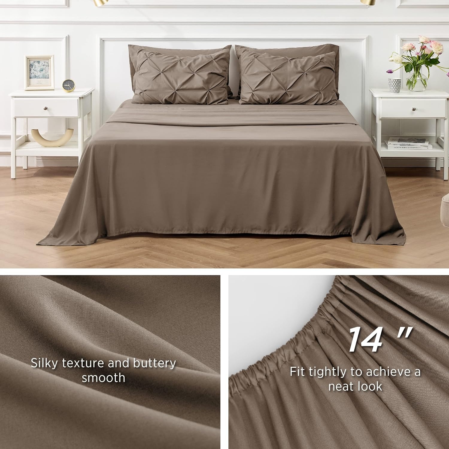 image:imageBedsure Twin XL Comforter Set Pink Dorm Room Essentials for Girls Extra Long Twin XL Bedding Set with Sheets All Season Down Alternative Comforter with Sheets Pillowcase amp Sham21 Brown
