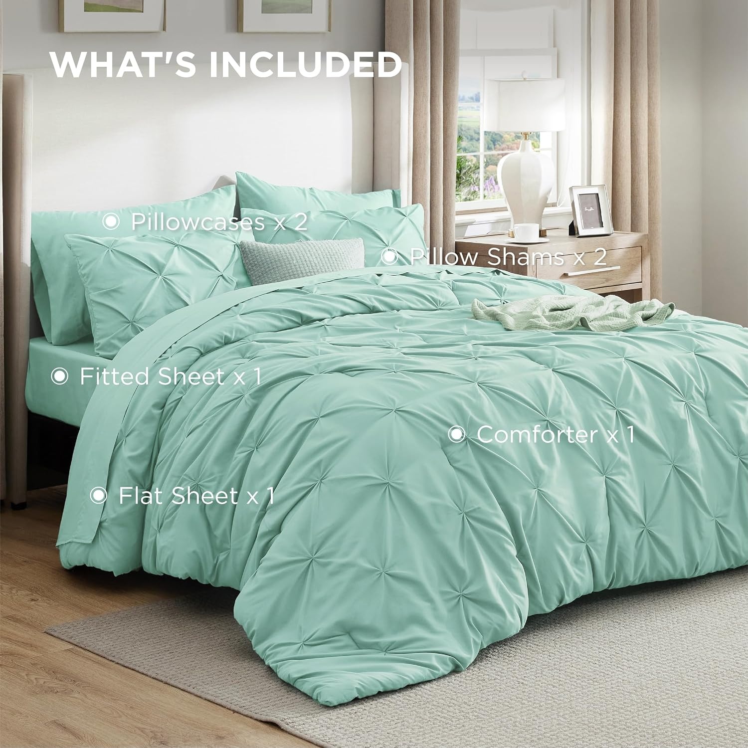 image:imageBedsure Twin XL Comforter Set Pink Dorm Room Essentials for Girls Extra Long Twin XL Bedding Set with Sheets All Season Down Alternative Comforter with Sheets Pillowcase amp Sham28 Mint Green