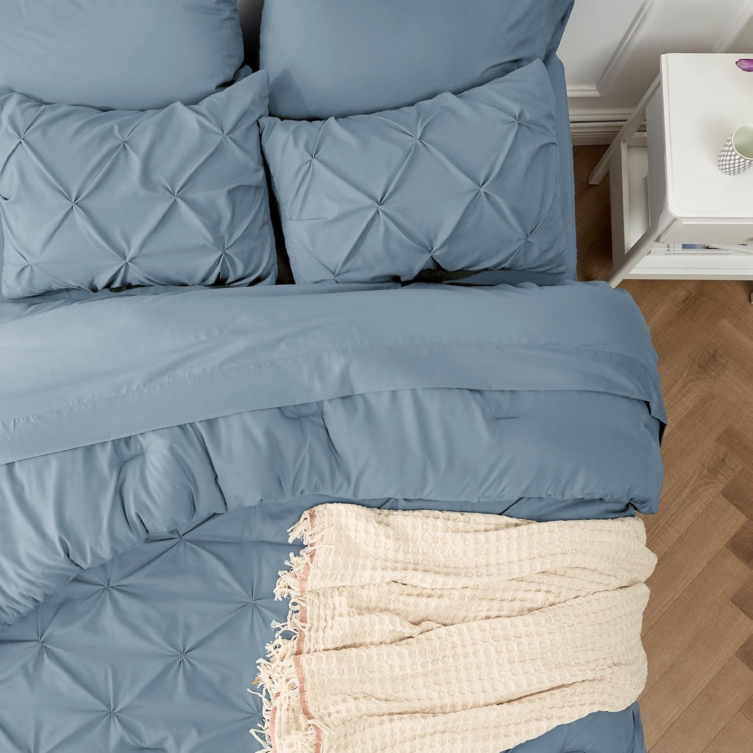 image:imageBedsure Twin XL Comforter Set Pink Dorm Room Essentials for Girls Extra Long Twin XL Bedding Set with Sheets All Season Down Alternative Comforter with Sheets Pillowcase amp Sham07 Mineral Blue