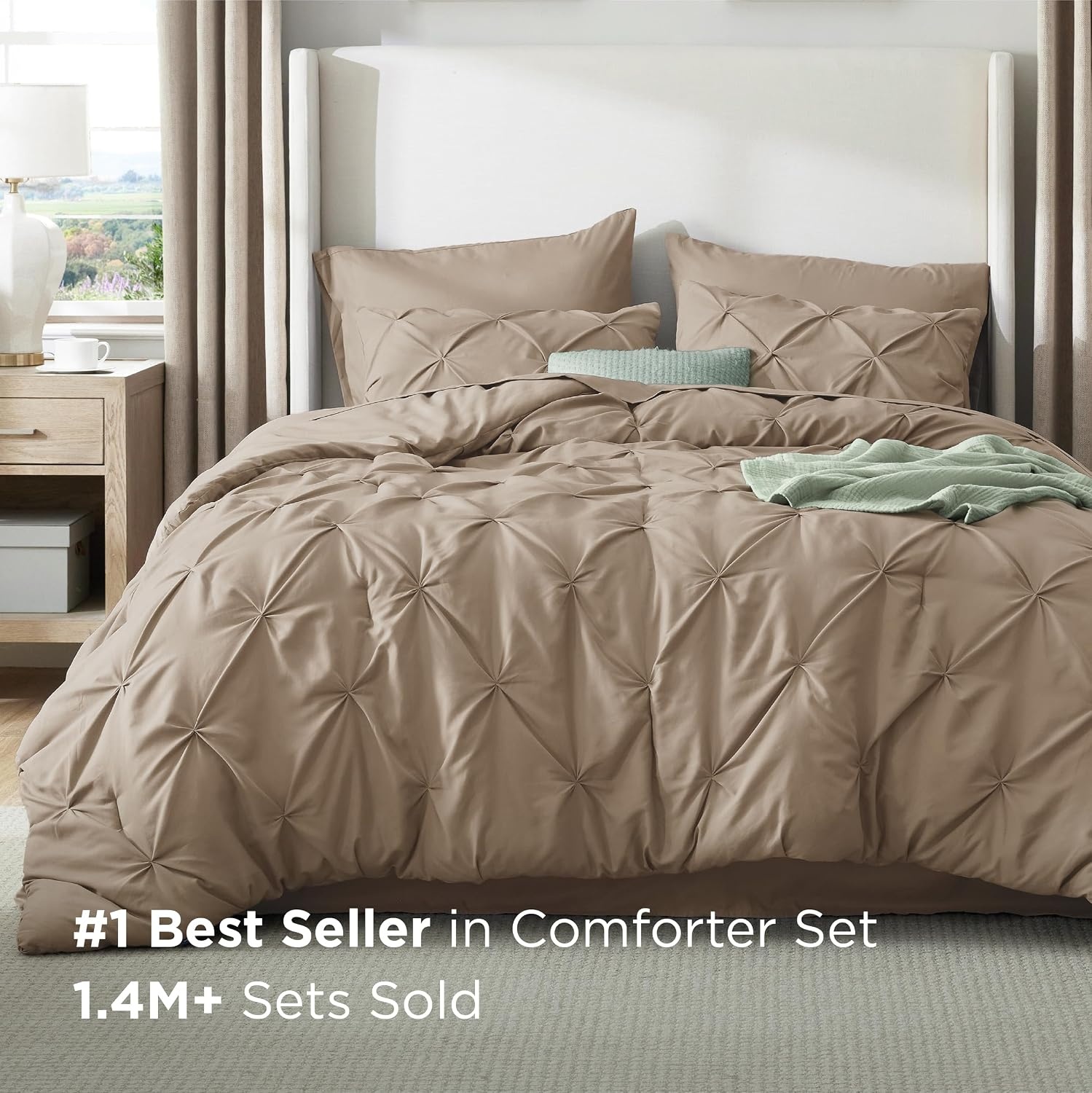 image:imageBedsure Twin XL Comforter Set Pink Dorm Room Essentials for Girls Extra Long Twin XL Bedding Set with Sheets All Season Down Alternative Comforter with Sheets Pillowcase amp Sham20 Khaki