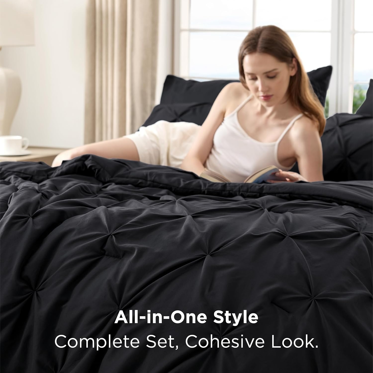 image:imageBedsure Twin XL Comforter Set Pink Dorm Room Essentials for Girls Extra Long Twin XL Bedding Set with Sheets All Season Down Alternative Comforter with Sheets Pillowcase amp Sham11 Black
