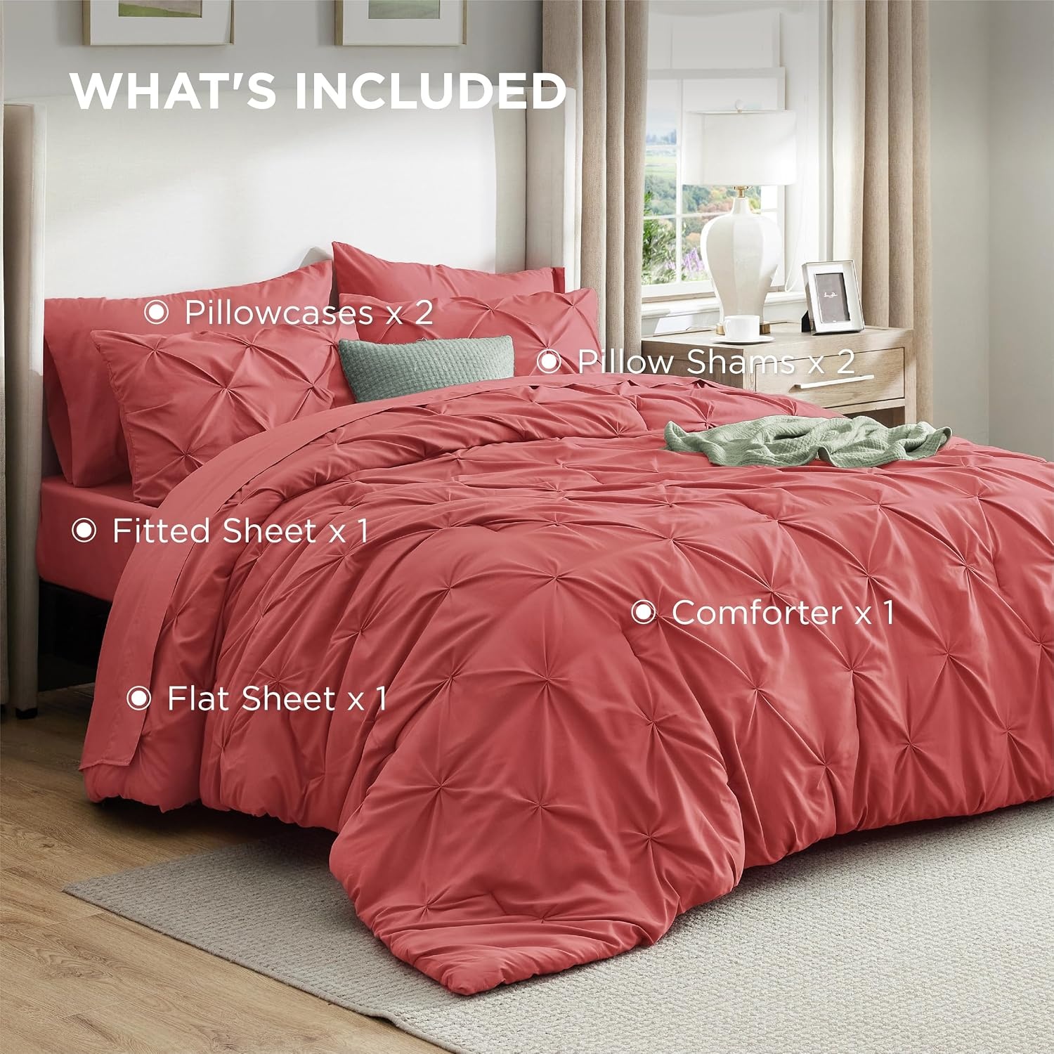 image:imageBedsure Twin XL Comforter Set Pink Dorm Room Essentials for Girls Extra Long Twin XL Bedding Set with Sheets All Season Down Alternative Comforter with Sheets Pillowcase amp Sham30 Coral