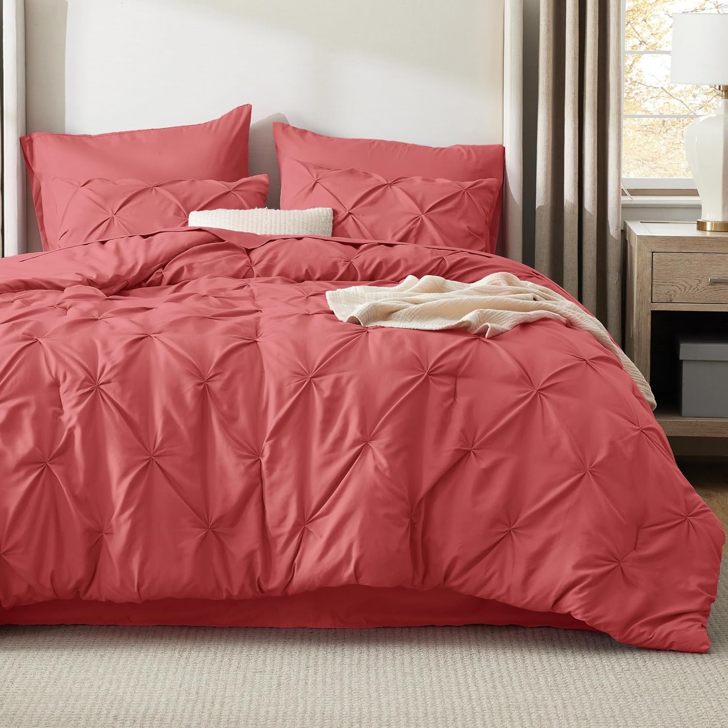 image:imageBedsure Twin XL Comforter Set Pink Dorm Room Essentials for Girls Extra Long Twin XL Bedding Set with Sheets All Season Down Alternative Comforter with Sheets Pillowcase amp Sham30 Coral