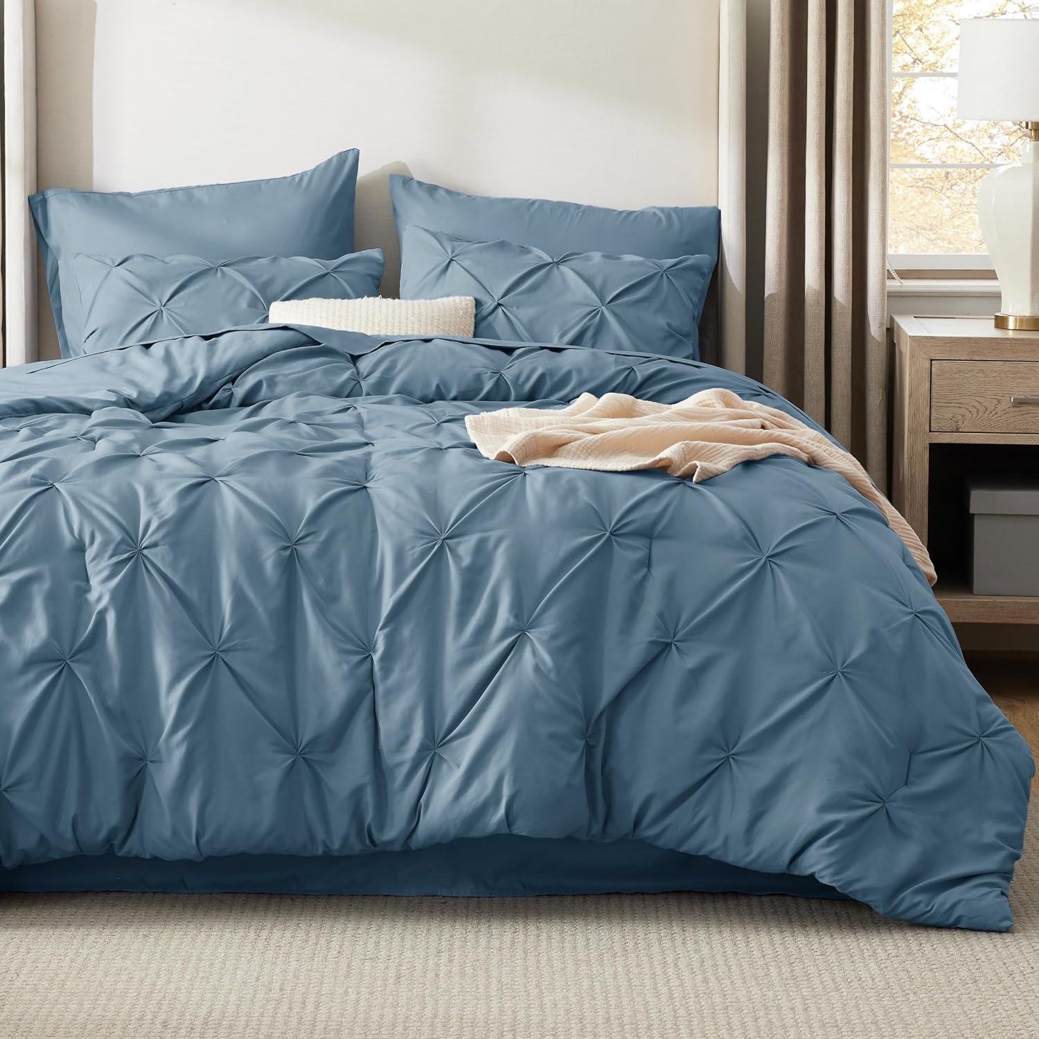 image:imageBedsure Twin XL Comforter Set Pink Dorm Room Essentials for Girls Extra Long Twin XL Bedding Set with Sheets All Season Down Alternative Comforter with Sheets Pillowcase amp Sham07 Mineral Blue