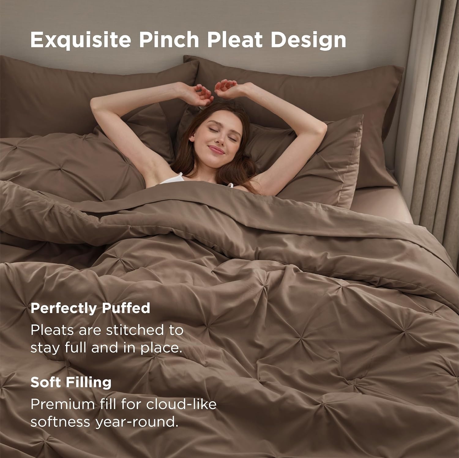 image:imageBedsure Twin XL Comforter Set Pink Dorm Room Essentials for Girls Extra Long Twin XL Bedding Set with Sheets All Season Down Alternative Comforter with Sheets Pillowcase amp Sham21 Brown