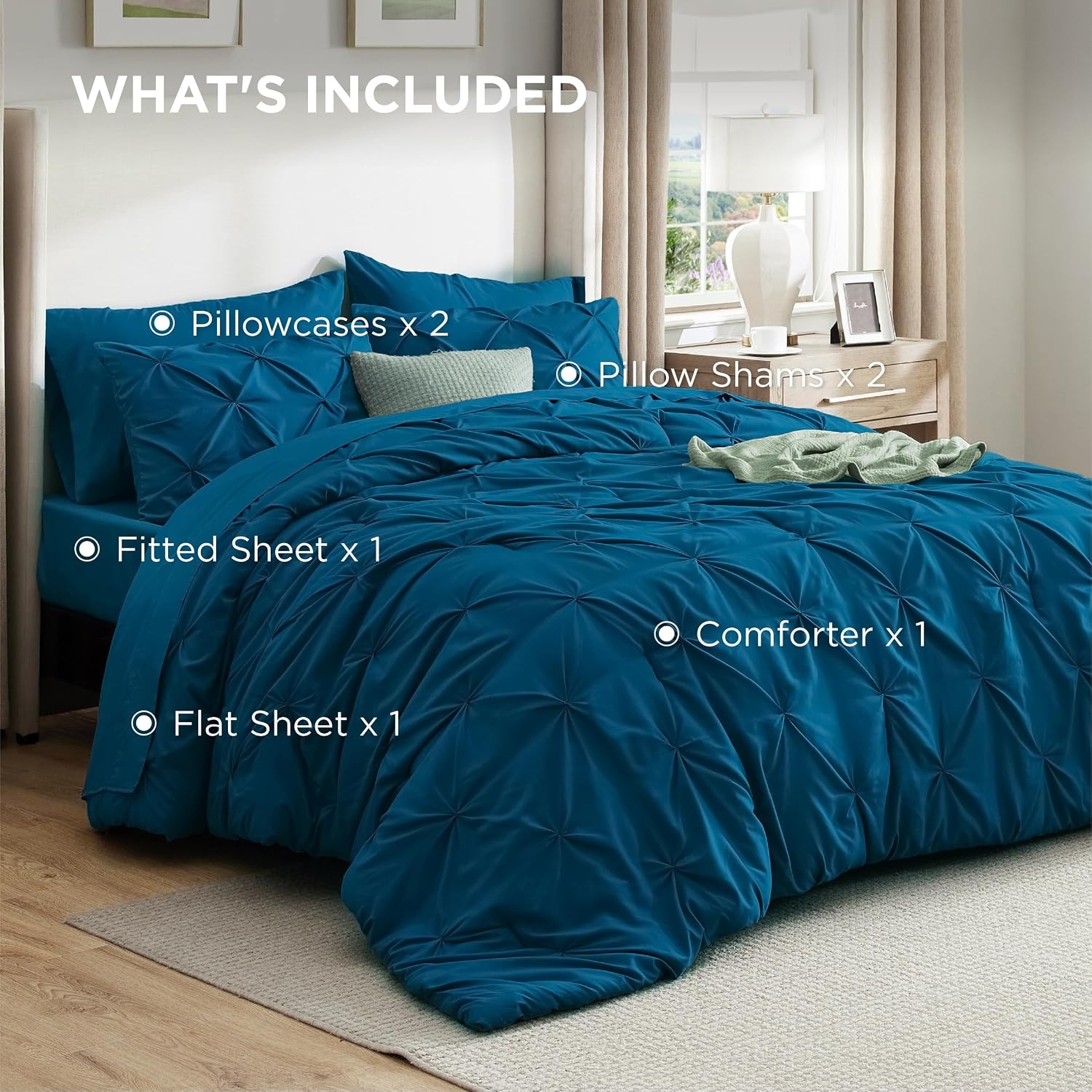 image:imageBedsure Twin XL Comforter Set Pink Dorm Room Essentials for Girls Extra Long Twin XL Bedding Set with Sheets All Season Down Alternative Comforter with Sheets Pillowcase amp Sham14 Teal