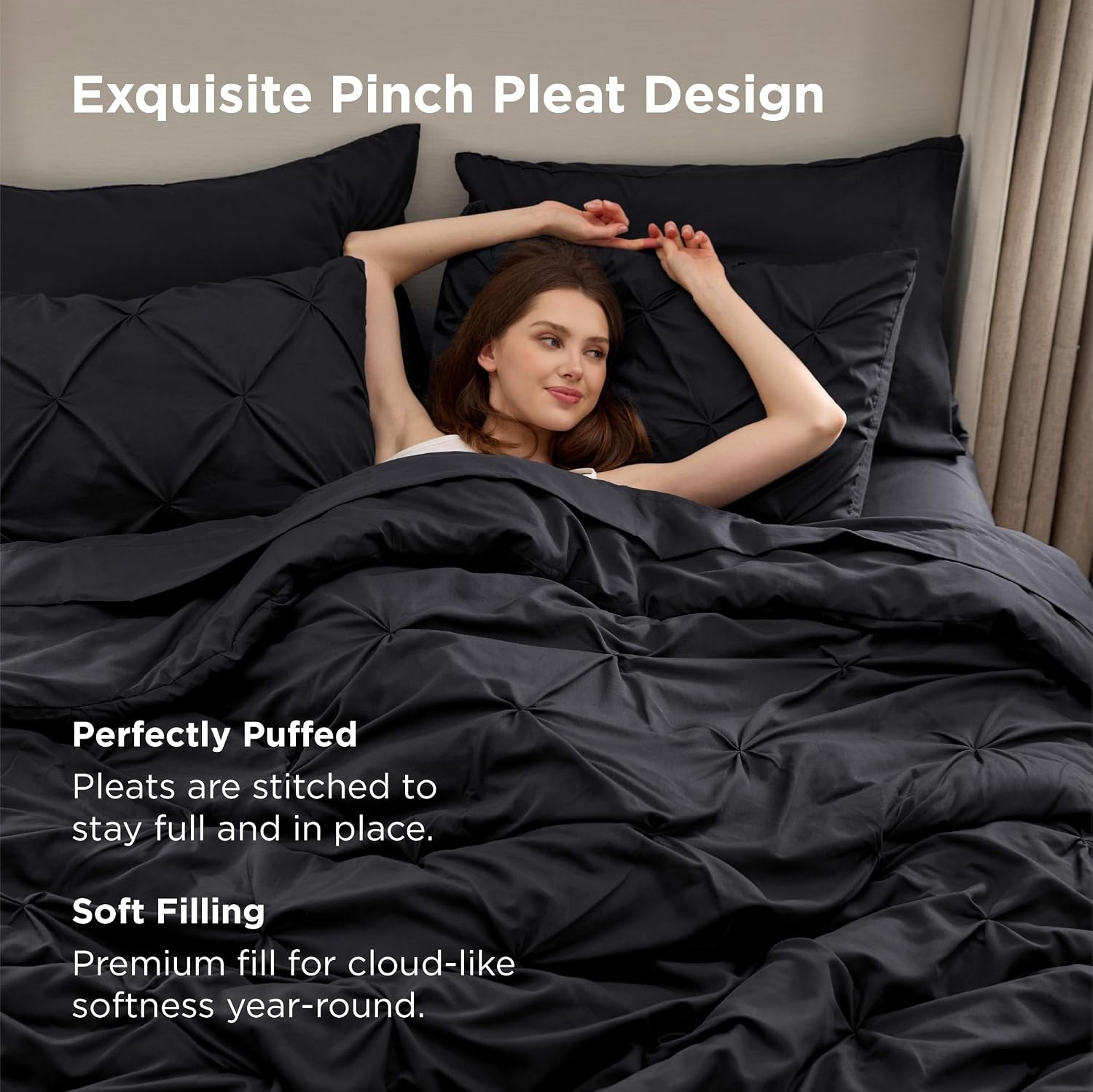 image:imageBedsure Twin XL Comforter Set Pink Dorm Room Essentials for Girls Extra Long Twin XL Bedding Set with Sheets All Season Down Alternative Comforter with Sheets Pillowcase amp Sham11 Black