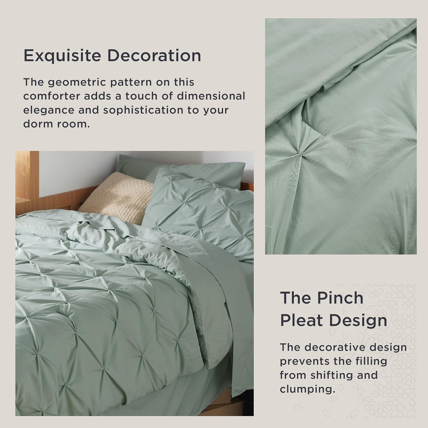 image:imageBedsure Twin XL Comforter Set Pink Dorm Room Essentials for Girls Extra Long Twin XL Bedding Set with Sheets All Season Down Alternative Comforter with Sheets Pillowcase amp Sham05 Sage Green