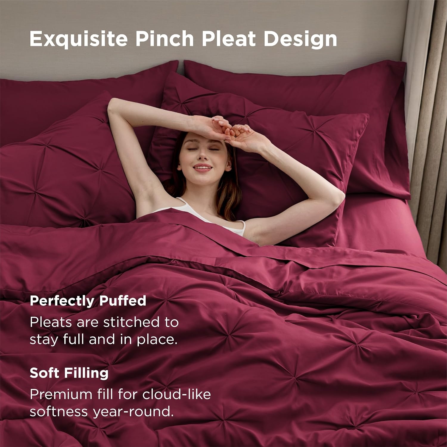 image:imageBedsure Twin XL Comforter Set Pink Dorm Room Essentials for Girls Extra Long Twin XL Bedding Set with Sheets All Season Down Alternative Comforter with Sheets Pillowcase amp Sham24 Dark Red