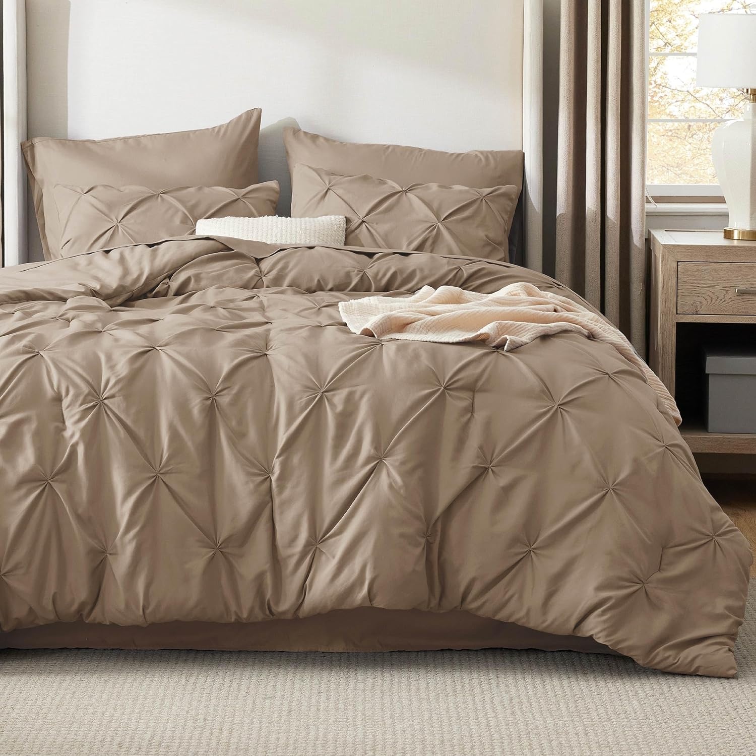 image:imageBedsure Twin XL Comforter Set Pink Dorm Room Essentials for Girls Extra Long Twin XL Bedding Set with Sheets All Season Down Alternative Comforter with Sheets Pillowcase amp Sham20 Khaki