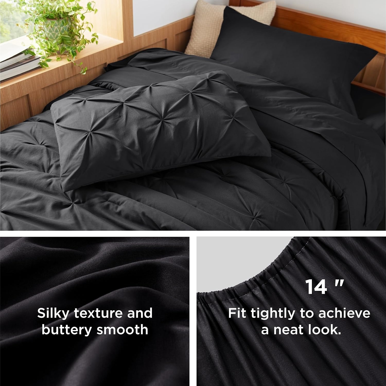 image:imageBedsure Twin XL Comforter Set Pink Dorm Room Essentials for Girls Extra Long Twin XL Bedding Set with Sheets All Season Down Alternative Comforter with Sheets Pillowcase amp Sham11 Black