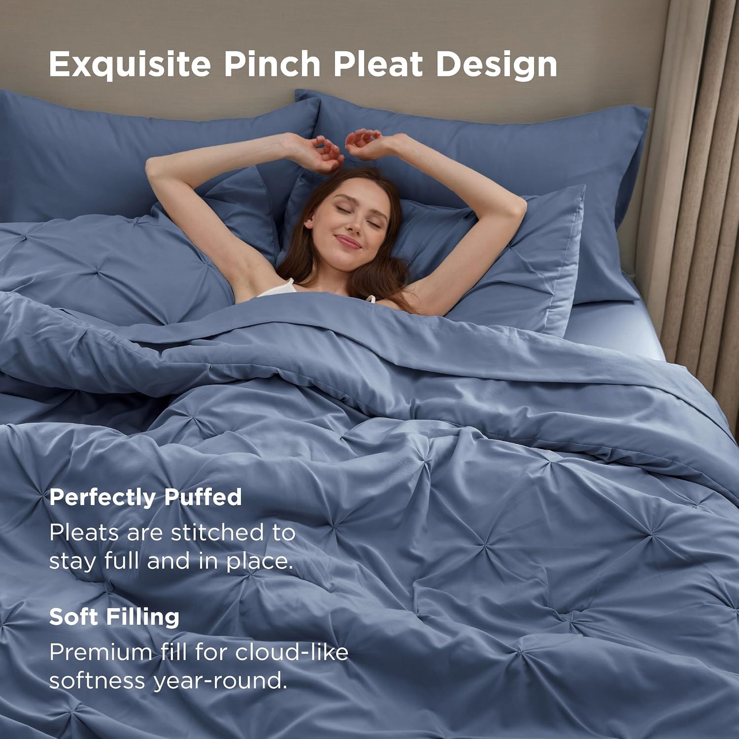 image:imageBedsure Twin XL Comforter Set Pink Dorm Room Essentials for Girls Extra Long Twin XL Bedding Set with Sheets All Season Down Alternative Comforter with Sheets Pillowcase amp Sham08 Slate Blue