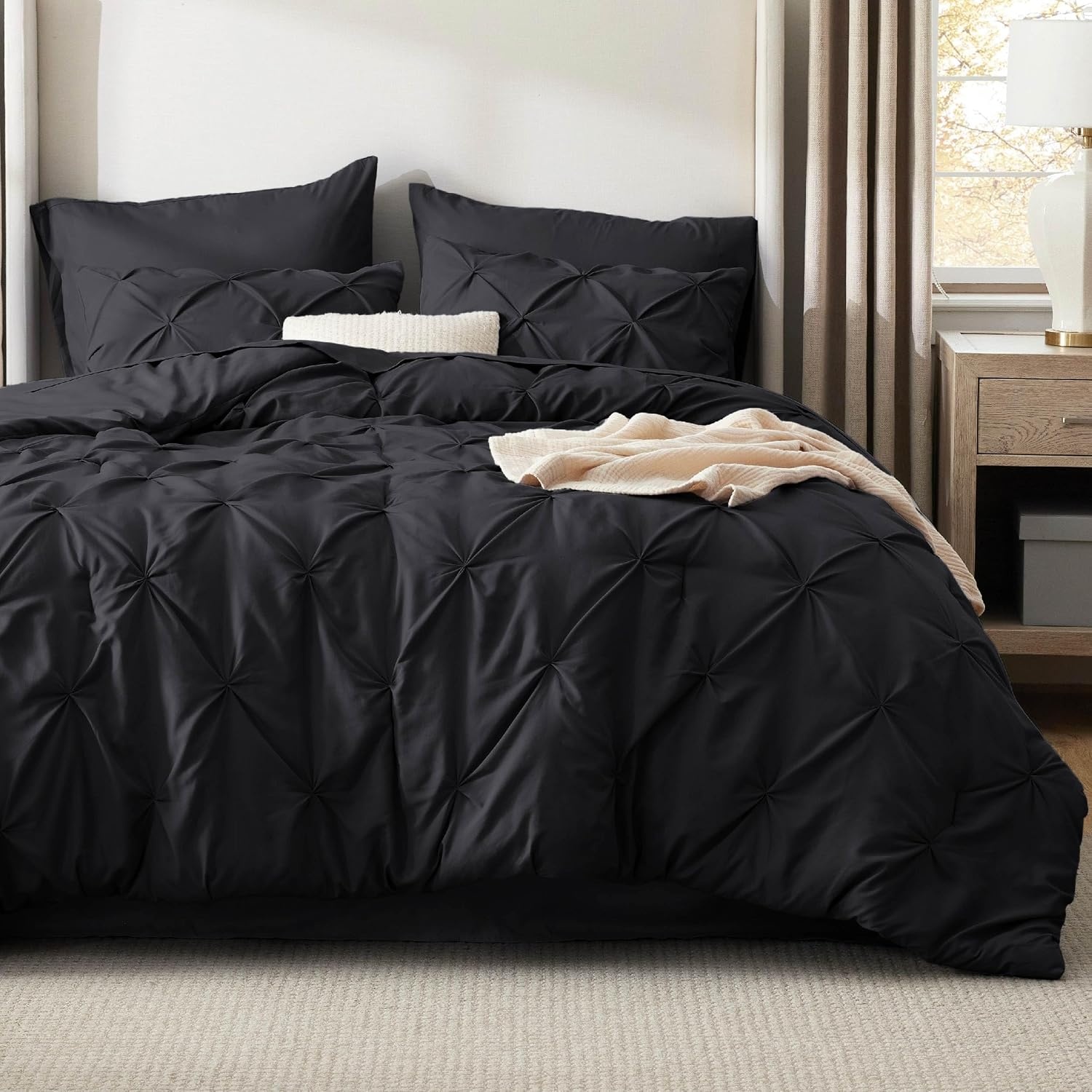 image:imageBedsure Twin XL Comforter Set Pink Dorm Room Essentials for Girls Extra Long Twin XL Bedding Set with Sheets All Season Down Alternative Comforter with Sheets Pillowcase amp Sham11 Black