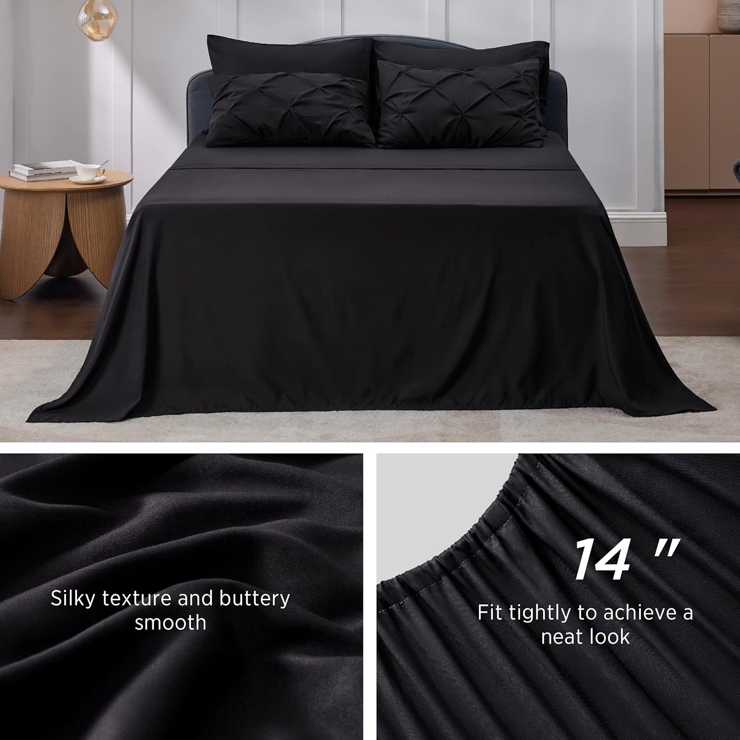 image:imageBedsure Twin XL Comforter Set Pink Dorm Room Essentials for Girls Extra Long Twin XL Bedding Set with Sheets All Season Down Alternative Comforter with Sheets Pillowcase amp Sham11 Black