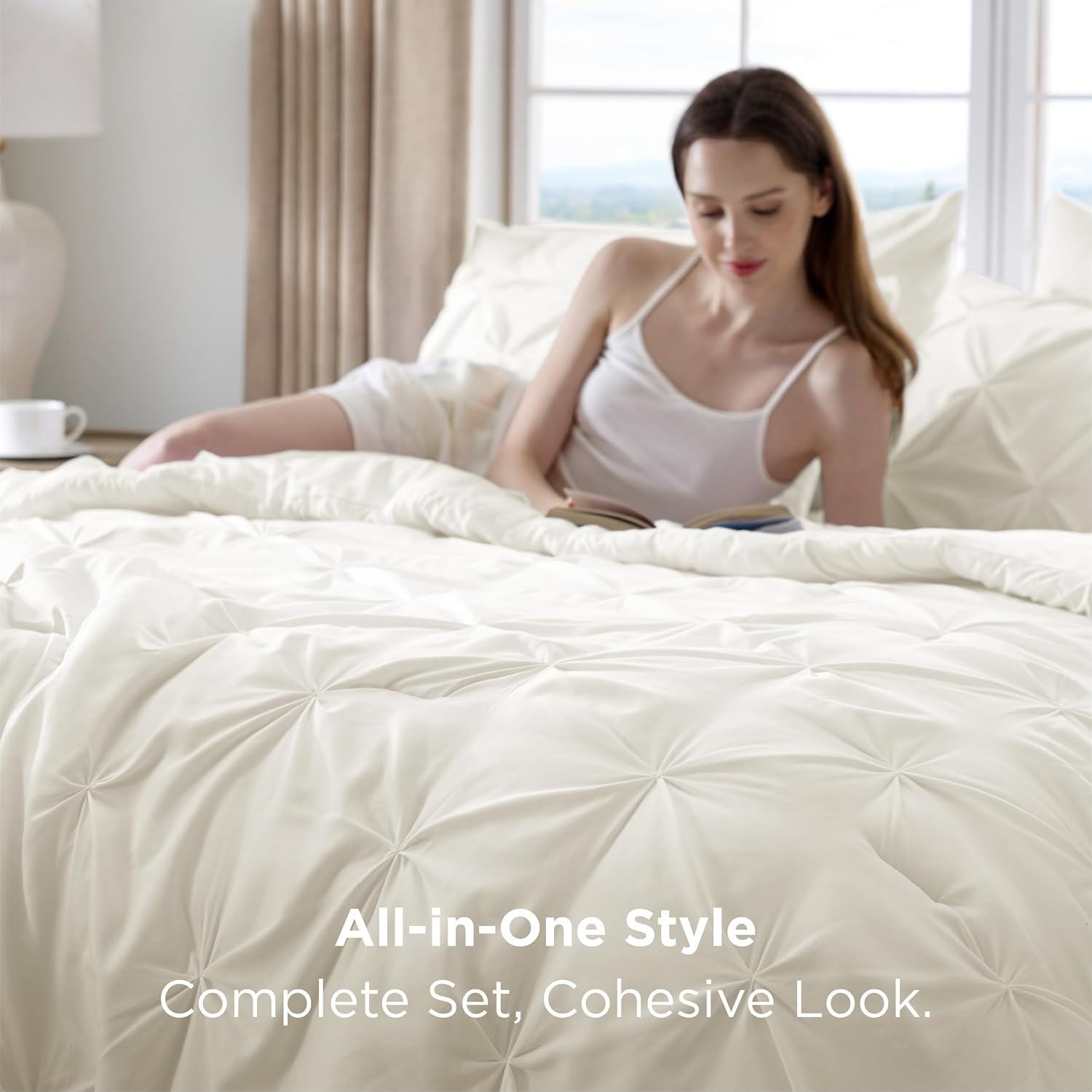 image:imageBedsure Twin XL Comforter Set Pink Dorm Room Essentials for Girls Extra Long Twin XL Bedding Set with Sheets All Season Down Alternative Comforter with Sheets Pillowcase amp Sham19 Ivory