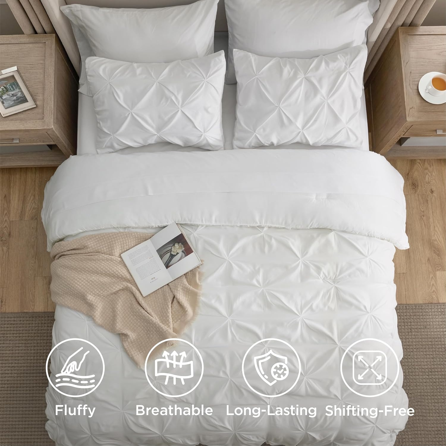 image:imageBedsure Twin XL Comforter Set Pink Dorm Room Essentials for Girls Extra Long Twin XL Bedding Set with Sheets All Season Down Alternative Comforter with Sheets Pillowcase amp Sham03 White
