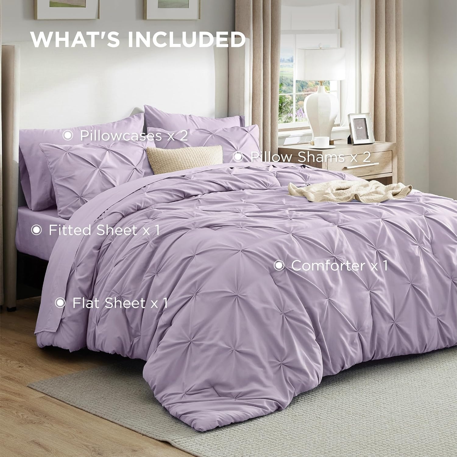 image:imageBedsure Twin XL Comforter Set Pink Dorm Room Essentials for Girls Extra Long Twin XL Bedding Set with Sheets All Season Down Alternative Comforter with Sheets Pillowcase amp Sham13 Light Purple