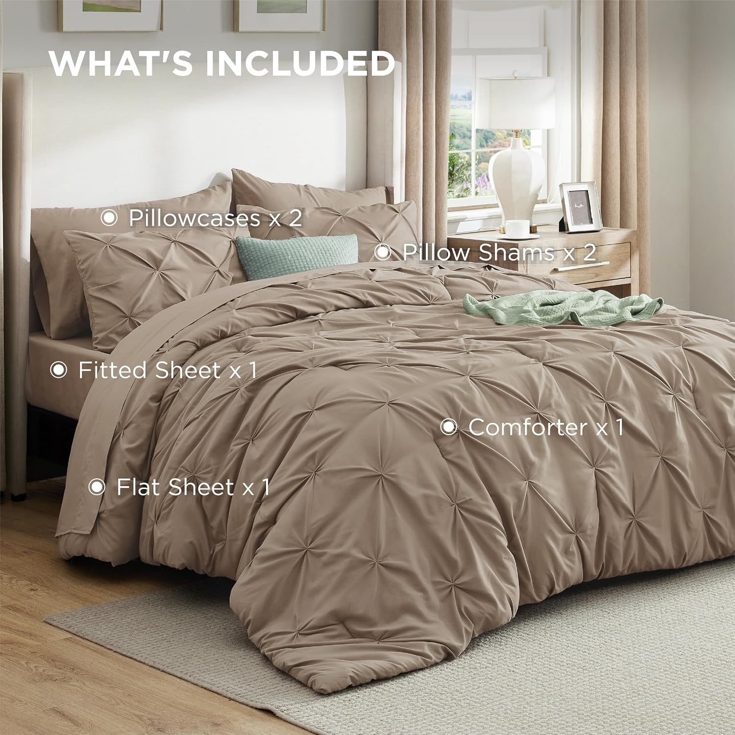 image:imageBedsure Twin XL Comforter Set Pink Dorm Room Essentials for Girls Extra Long Twin XL Bedding Set with Sheets All Season Down Alternative Comforter with Sheets Pillowcase amp Sham20 Khaki