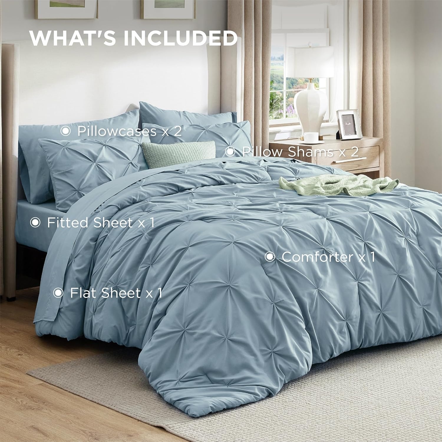 image:imageBedsure Twin XL Comforter Set Pink Dorm Room Essentials for Girls Extra Long Twin XL Bedding Set with Sheets All Season Down Alternative Comforter with Sheets Pillowcase amp Sham18 Light Blue