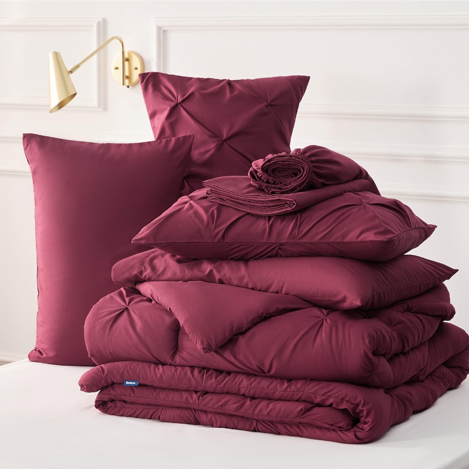 image:imageBedsure Twin XL Comforter Set Pink Dorm Room Essentials for Girls Extra Long Twin XL Bedding Set with Sheets All Season Down Alternative Comforter with Sheets Pillowcase amp Sham10 Burgundy
