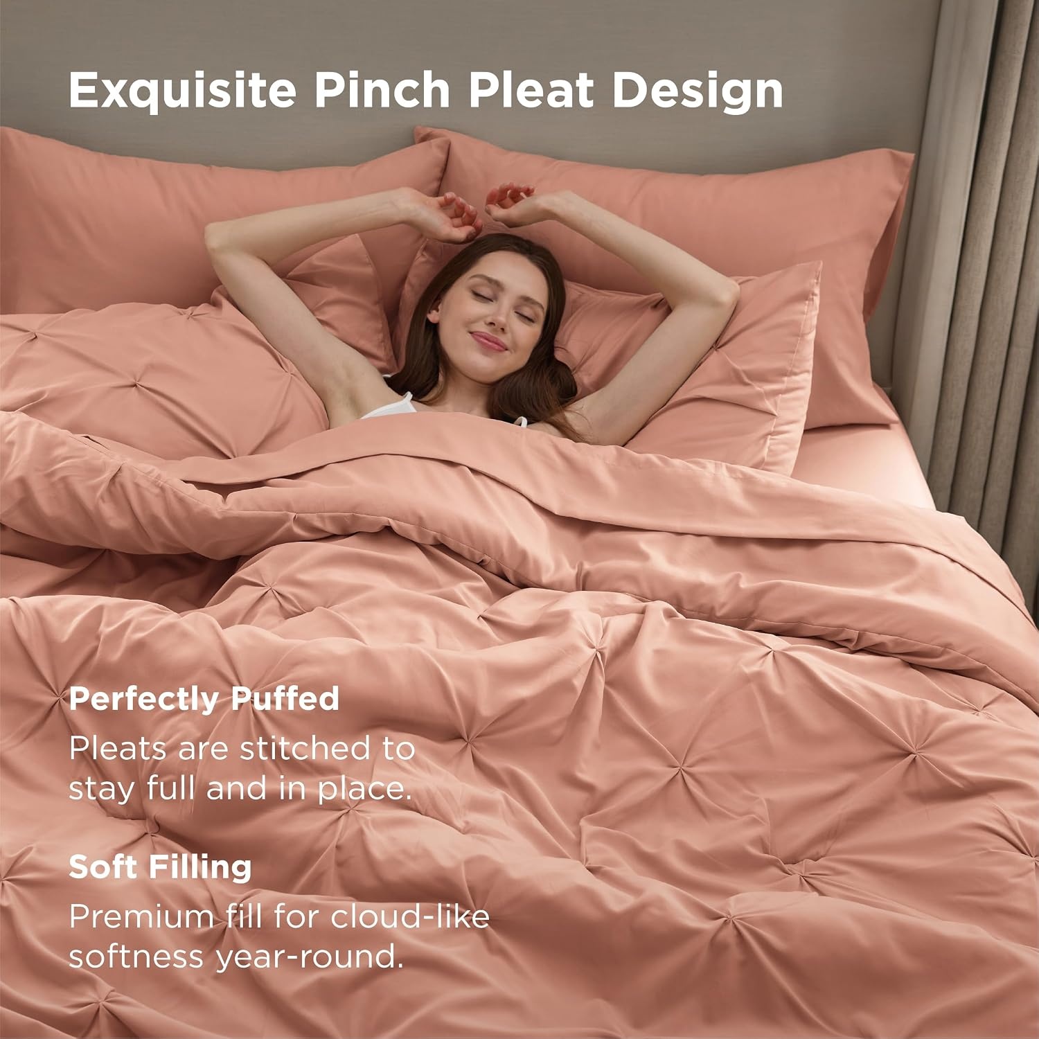 image:imageBedsure Twin XL Comforter Set Pink Dorm Room Essentials for Girls Extra Long Twin XL Bedding Set with Sheets All Season Down Alternative Comforter with Sheets Pillowcase amp Sham29 Dusty Pink