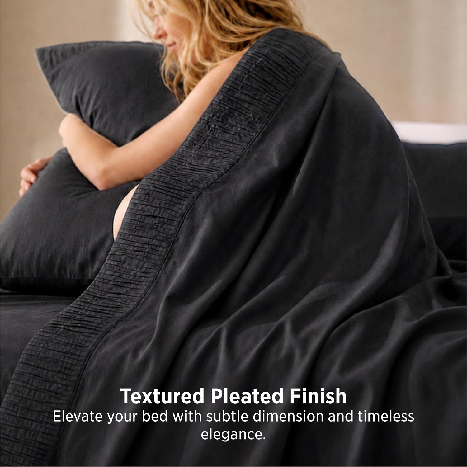 image:imageBedsure Twin XL Sheets Dorm Bedding 3 Pieces Soft Extra Long Twin Sheets Breathable Cooling Oeko Tex Deep Pocket Easy Care Resistant Sturdiness Lightweight College Dorm Bedding for Students04 Black