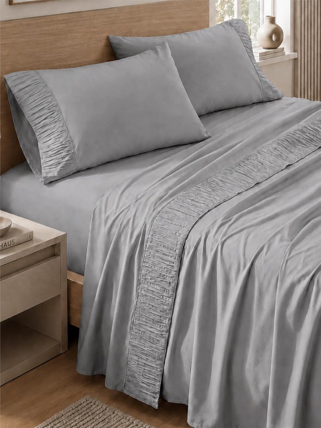 image:imageBedsure Twin XL Sheets Dorm Bedding 3 Pieces Soft Extra Long Twin Sheets Breathable Cooling Oeko Tex Deep Pocket Easy Care Resistant Sturdiness Lightweight College Dorm Bedding for Students19 Grey