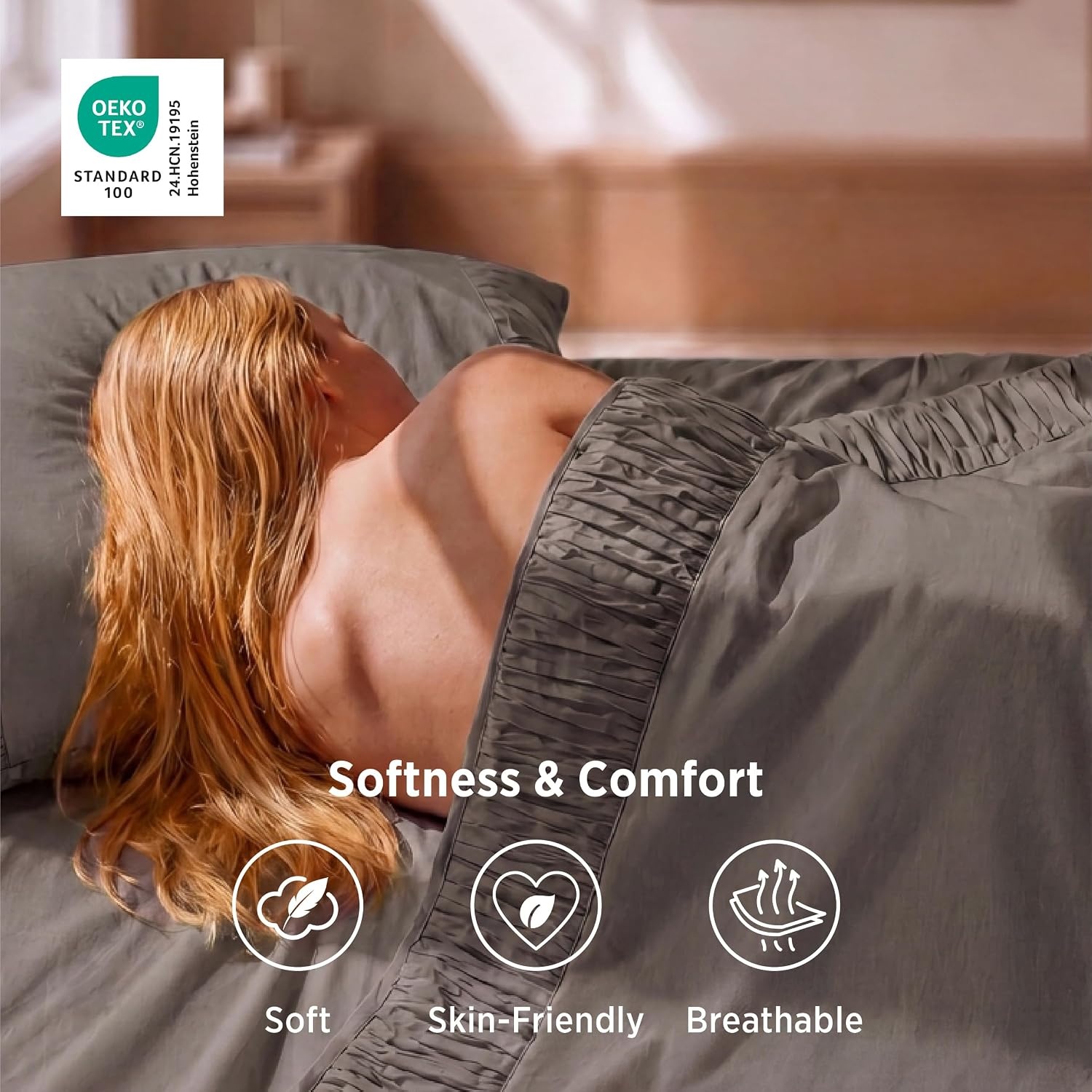 image:imageBedsure Twin XL Sheets Dorm Bedding 3 Pieces Soft Extra Long Twin Sheets Breathable Cooling Oeko Tex Deep Pocket Easy Care Resistant Sturdiness Lightweight College Dorm Bedding for Students07 Taupe Gray