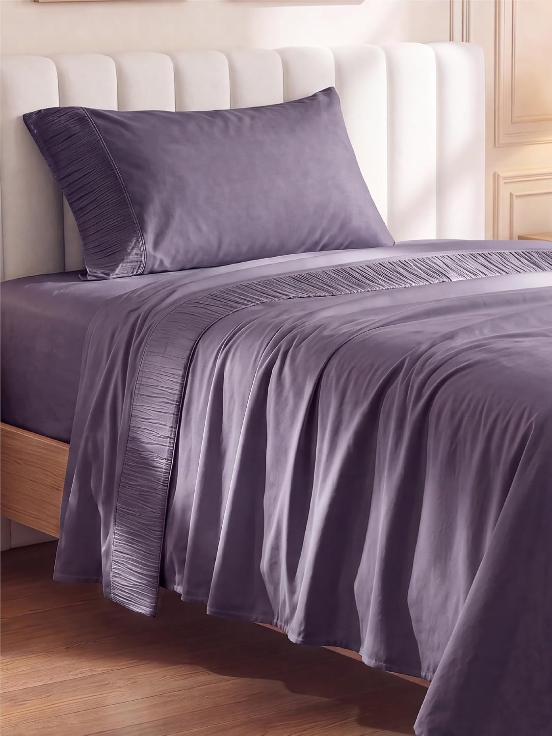 image:imageBedsure Twin XL Sheets Dorm Bedding 3 Pieces Soft Extra Long Twin Sheets Breathable Cooling Oeko Tex Deep Pocket Easy Care Resistant Sturdiness Lightweight College Dorm Bedding for Students28 Dusty Purple