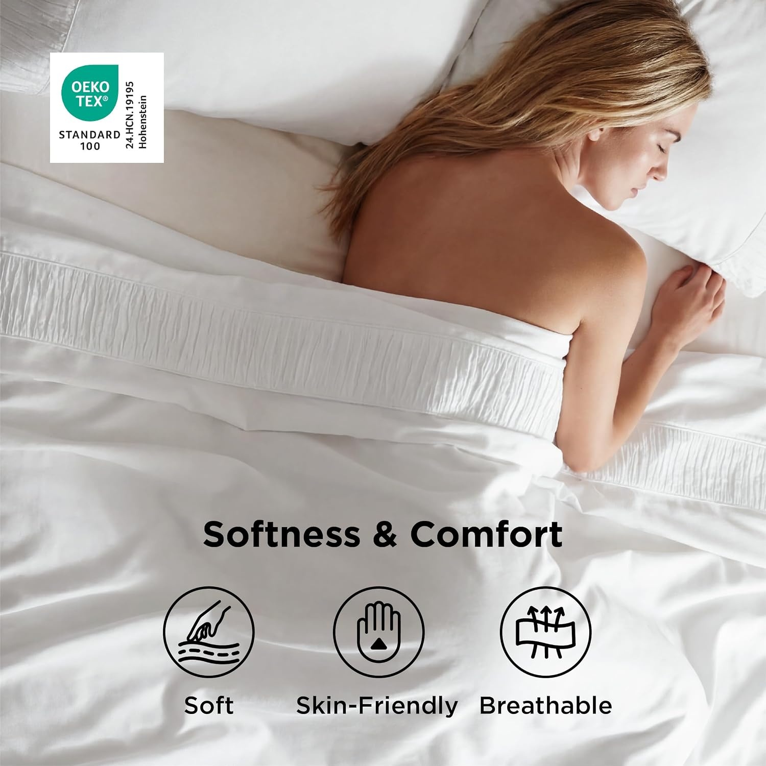 image:imageBedsure Twin XL Sheets Dorm Bedding 3 Pieces Soft Extra Long Twin Sheets Breathable Cooling Oeko Tex Deep Pocket Easy Care Resistant Sturdiness Lightweight College Dorm Bedding for StudentsWhite