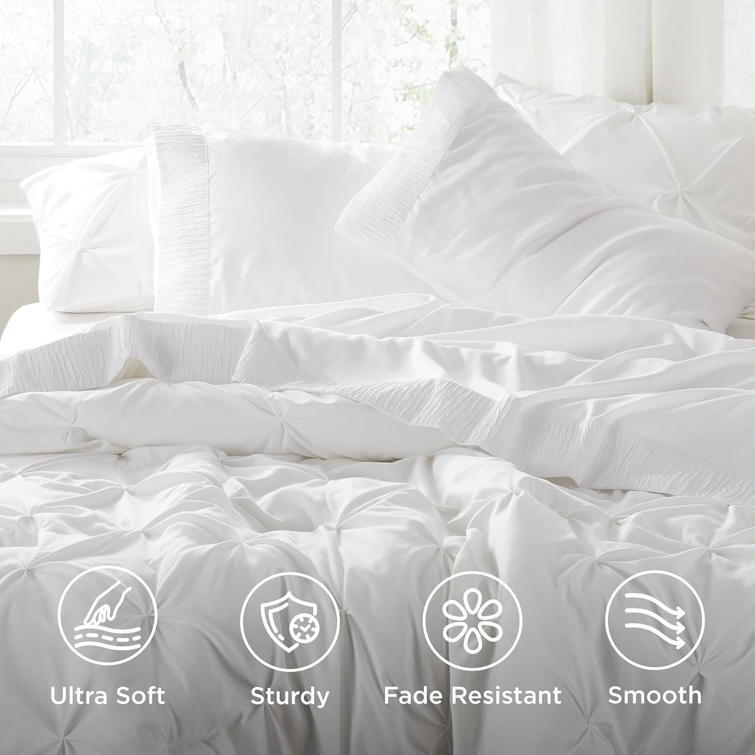 image:imageBedsure Twin XL Sheets Dorm Bedding 3 Pieces Soft Extra Long Twin Sheets Breathable Cooling Oeko Tex Deep Pocket Easy Care Resistant Sturdiness Lightweight College Dorm Bedding for StudentsWhite