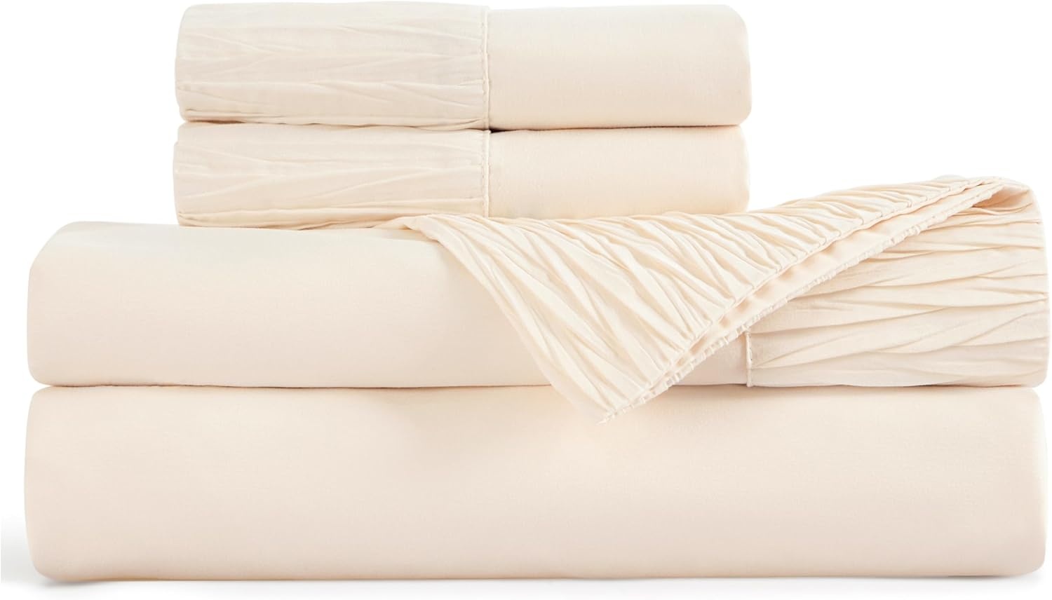 image:imageBedsure Twin XL Sheets Dorm Bedding 3 Pieces Soft Extra Long Twin Sheets Breathable Cooling Oeko Tex Deep Pocket Easy Care Resistant Sturdiness Lightweight College Dorm Bedding for Students08 Light Beige