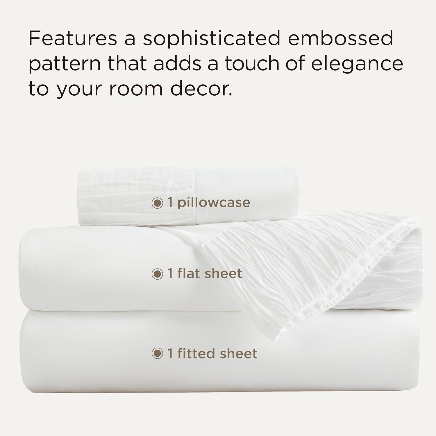 image:imageBedsure Twin XL Sheets Dorm Bedding 3 Pieces Soft Extra Long Twin Sheets Breathable Cooling Oeko Tex Deep Pocket Easy Care Resistant Sturdiness Lightweight College Dorm Bedding for StudentsWhite