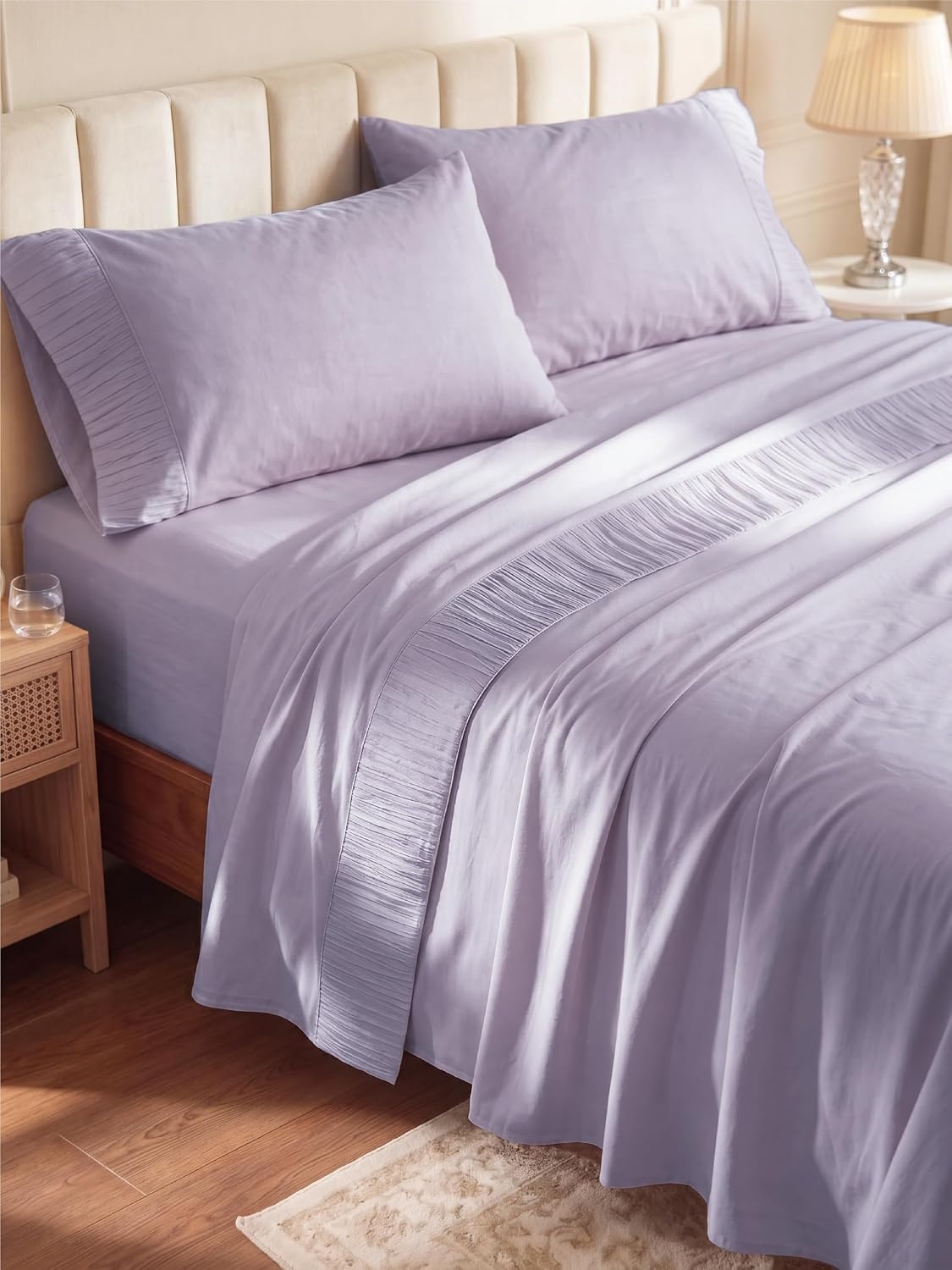 image:imageBedsure Twin XL Sheets Dorm Bedding 3 Pieces Soft Extra Long Twin Sheets Breathable Cooling Oeko Tex Deep Pocket Easy Care Resistant Sturdiness Lightweight College Dorm Bedding for Students26 Lavender